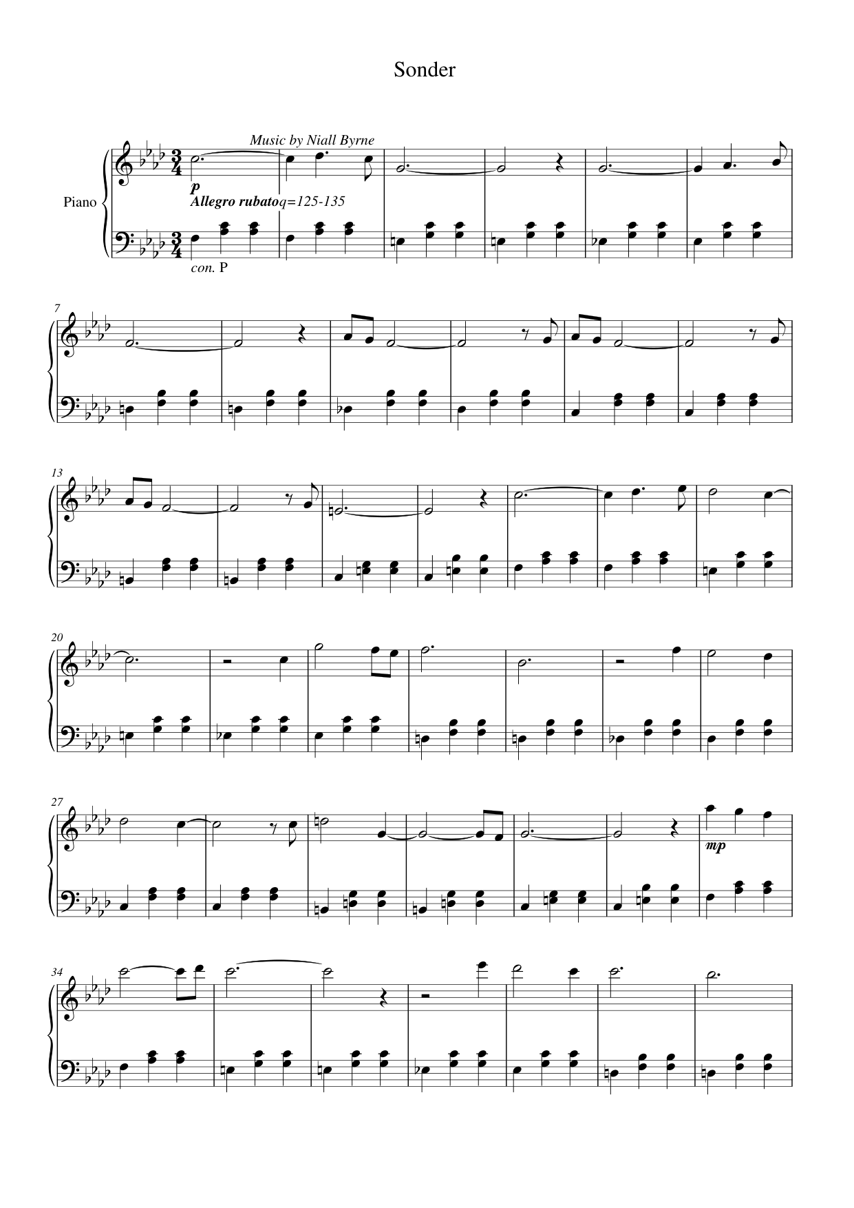 Sonder Piano Sheet Music Page 1 Free PDF