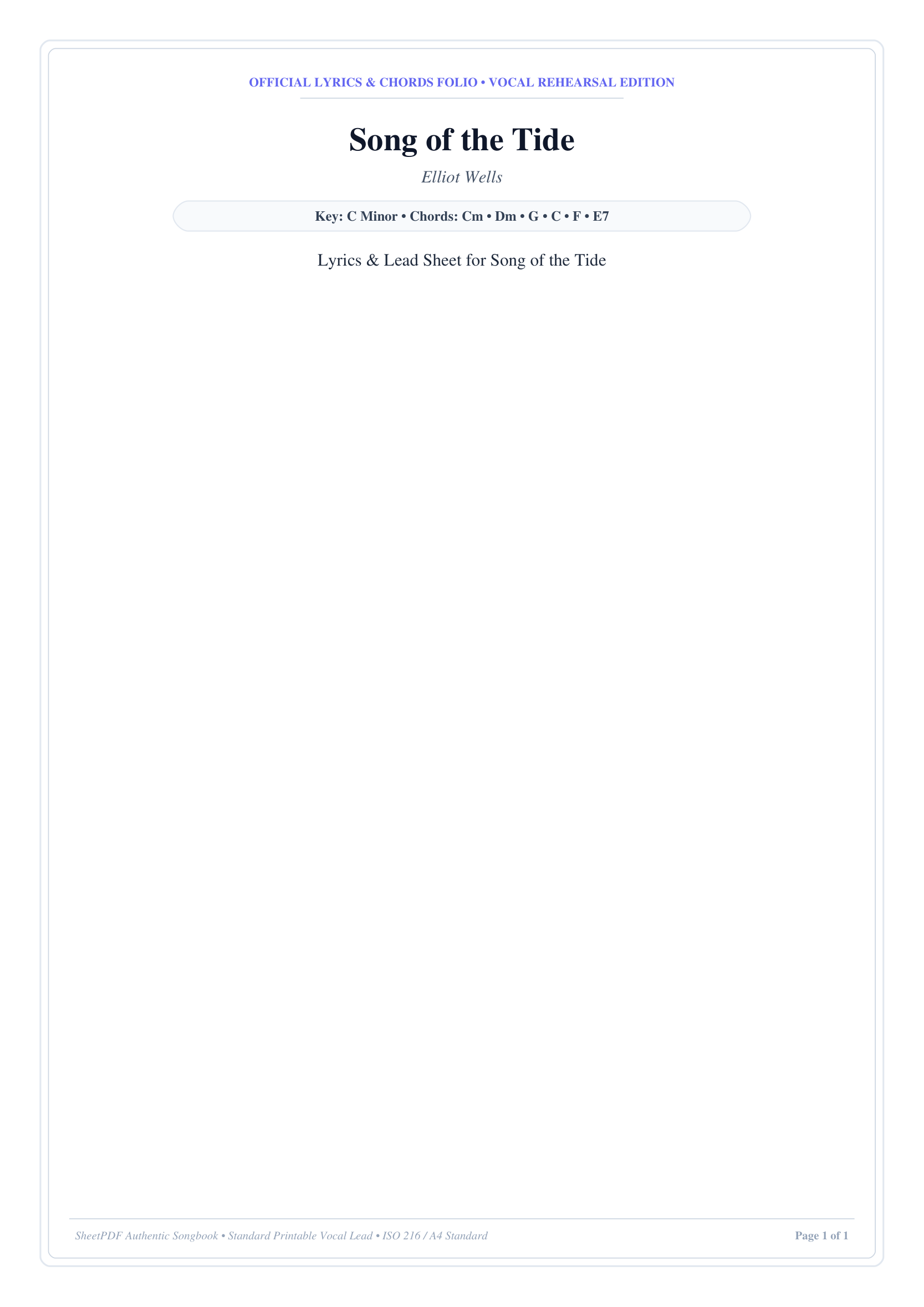 Song of the Tide Piano Sheet Music Page 1 Free PDF