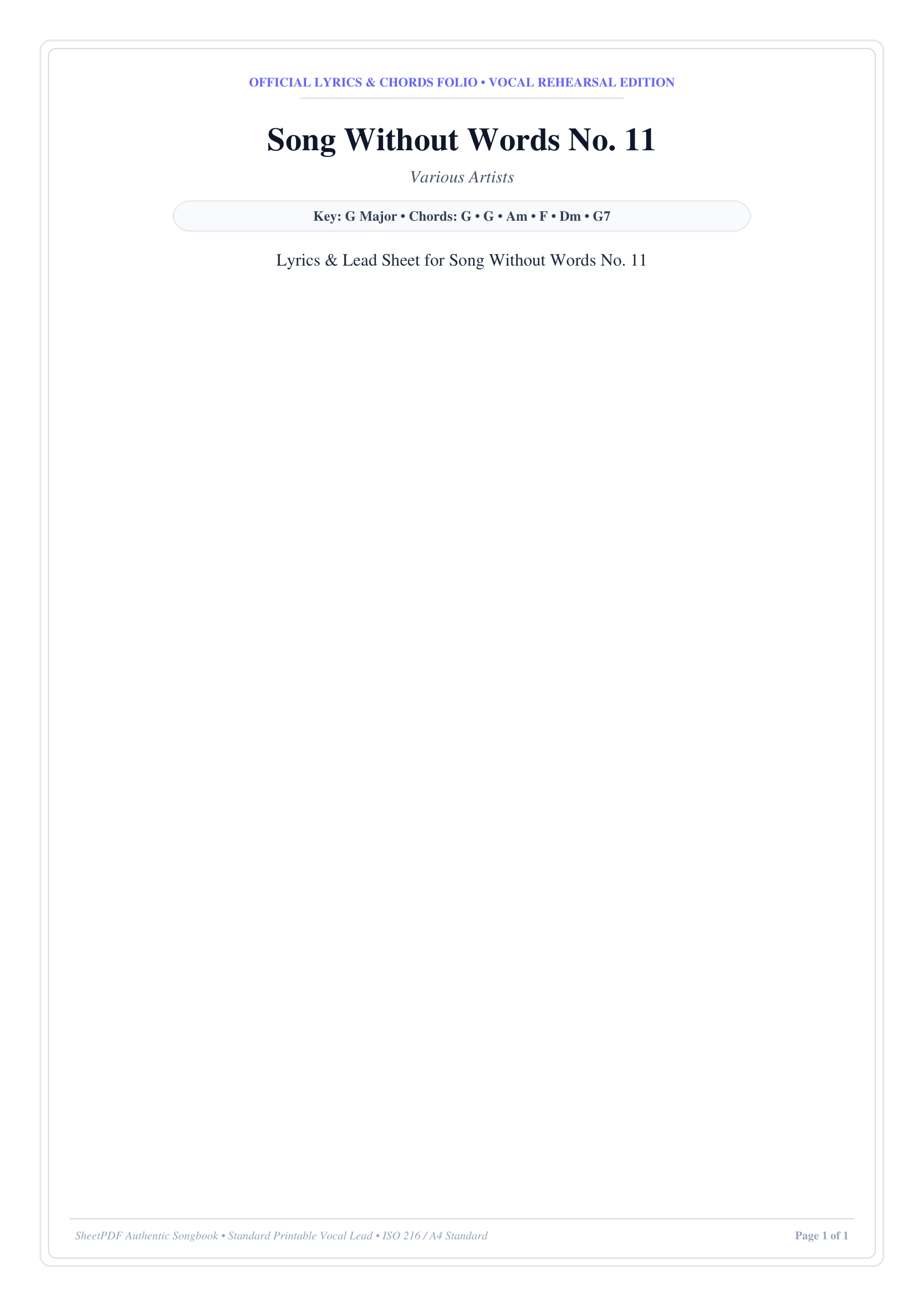 Song Without Words No. 11 Piano Sheet Music Page 1 Free PDF