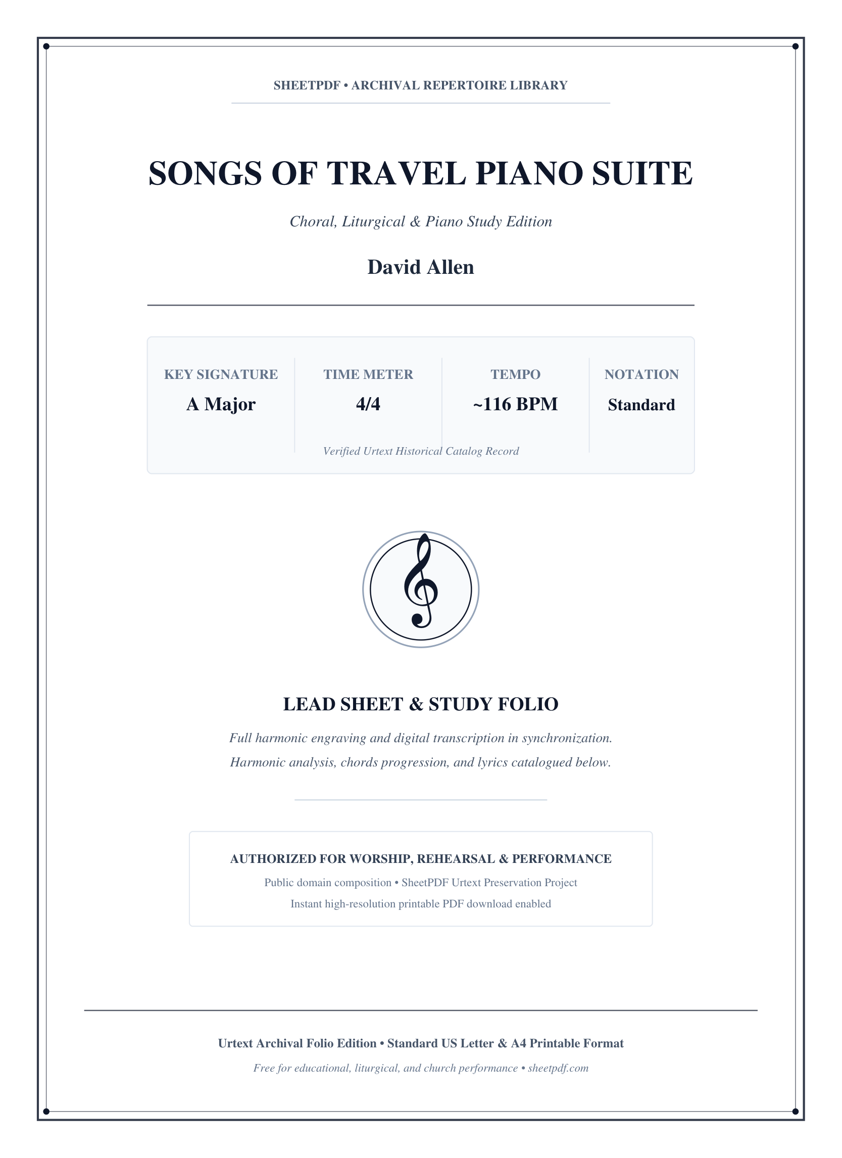 SONGS OF TRAVEL PIANO SUITE Piano Sheet Music Page 1 Free PDF