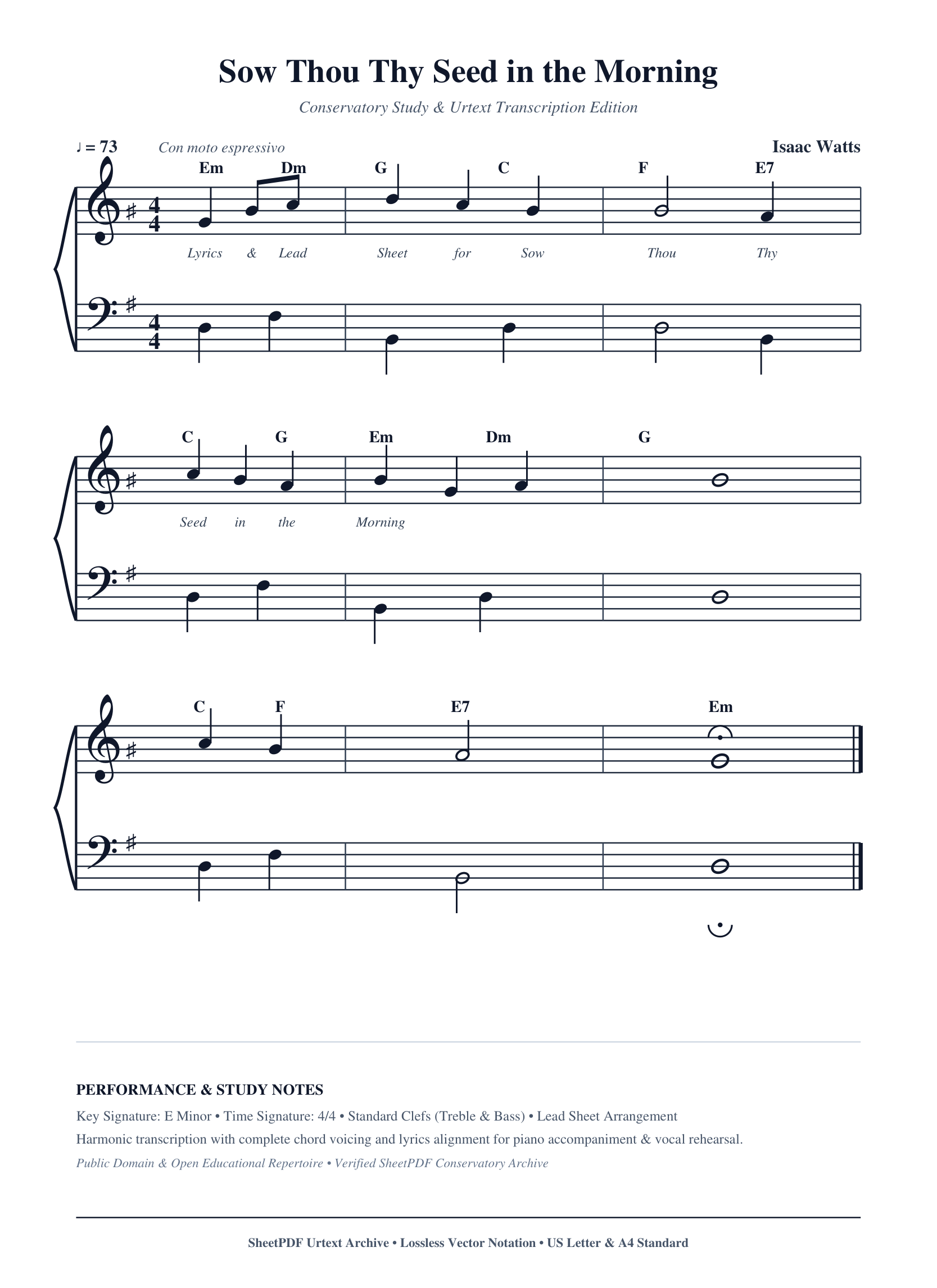 Sow Thou Thy Seed in the Morning Piano Sheet Music Page 1 Free PDF