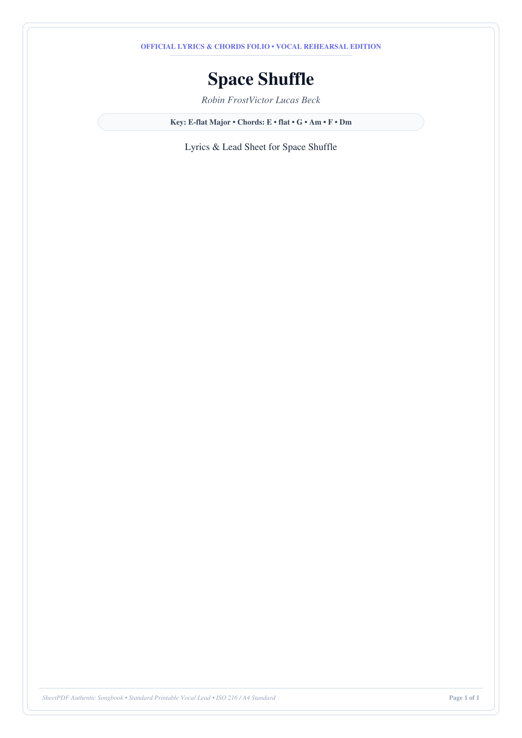 Space Shuffle Piano Sheet Music Page 1 Free PDF