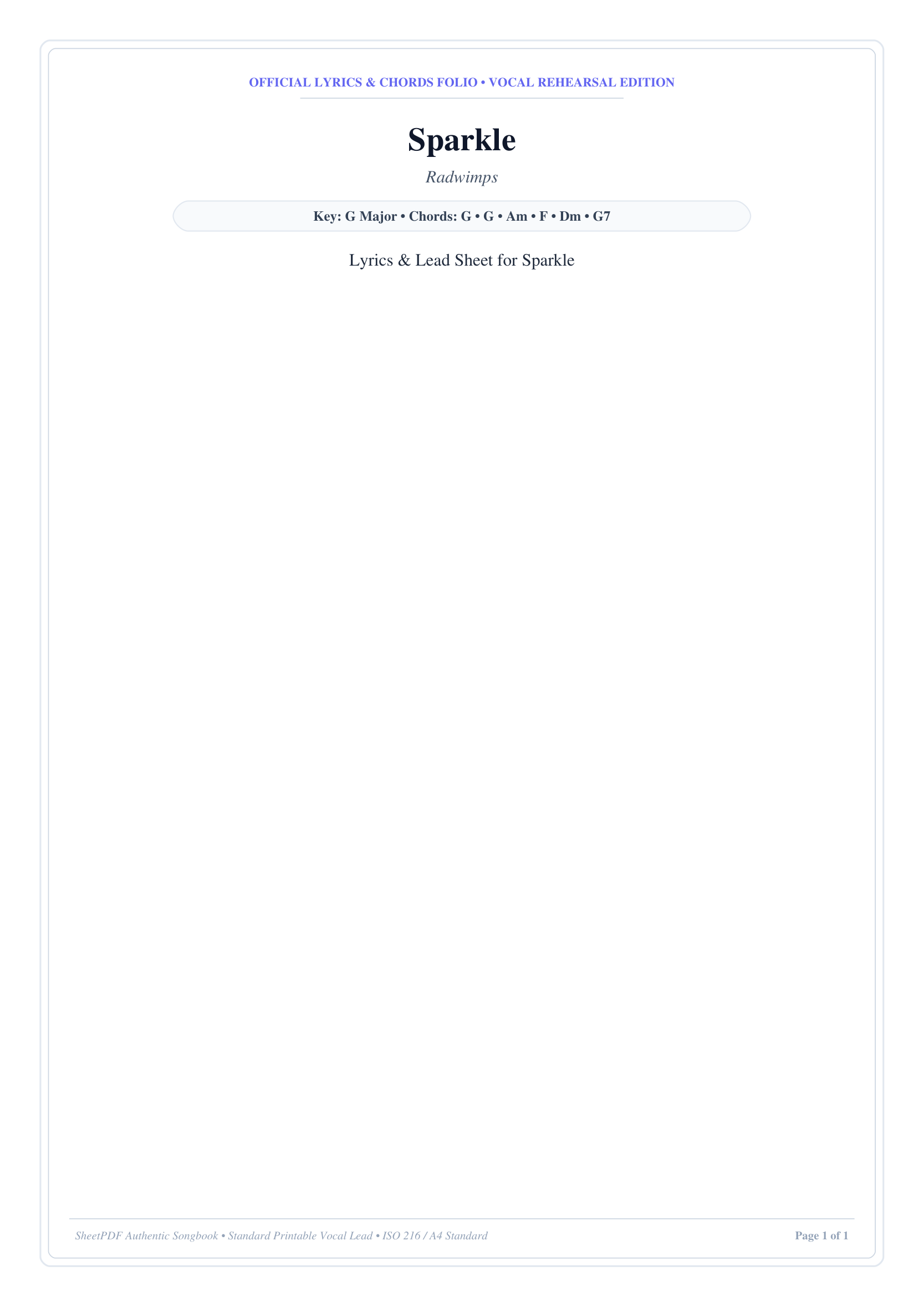 Sparkle Piano Sheet Music Page 1 Free PDF