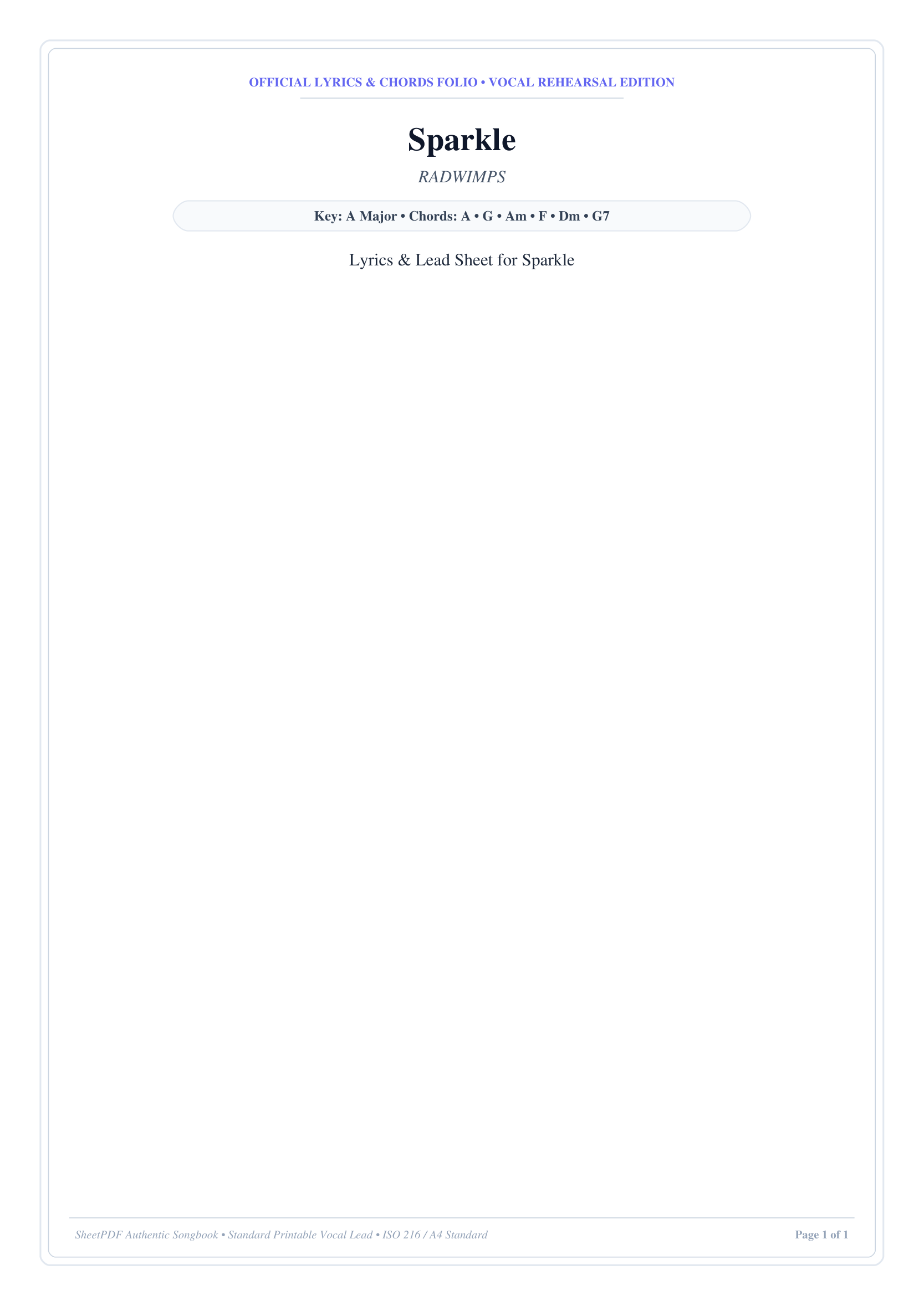Sparkle Lyrics & Chords Folio