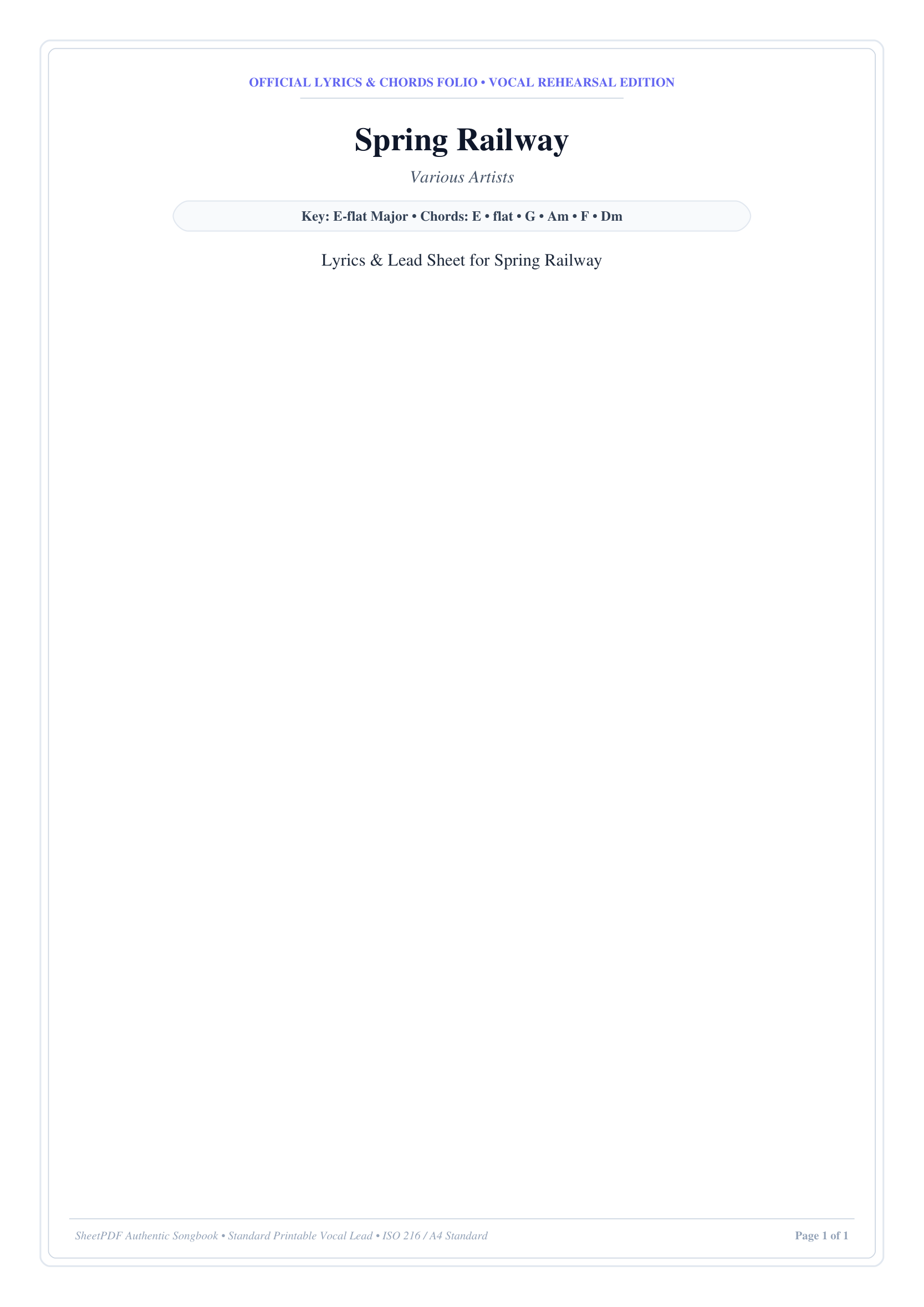 Spring Railway Lyrics & Chords Folio