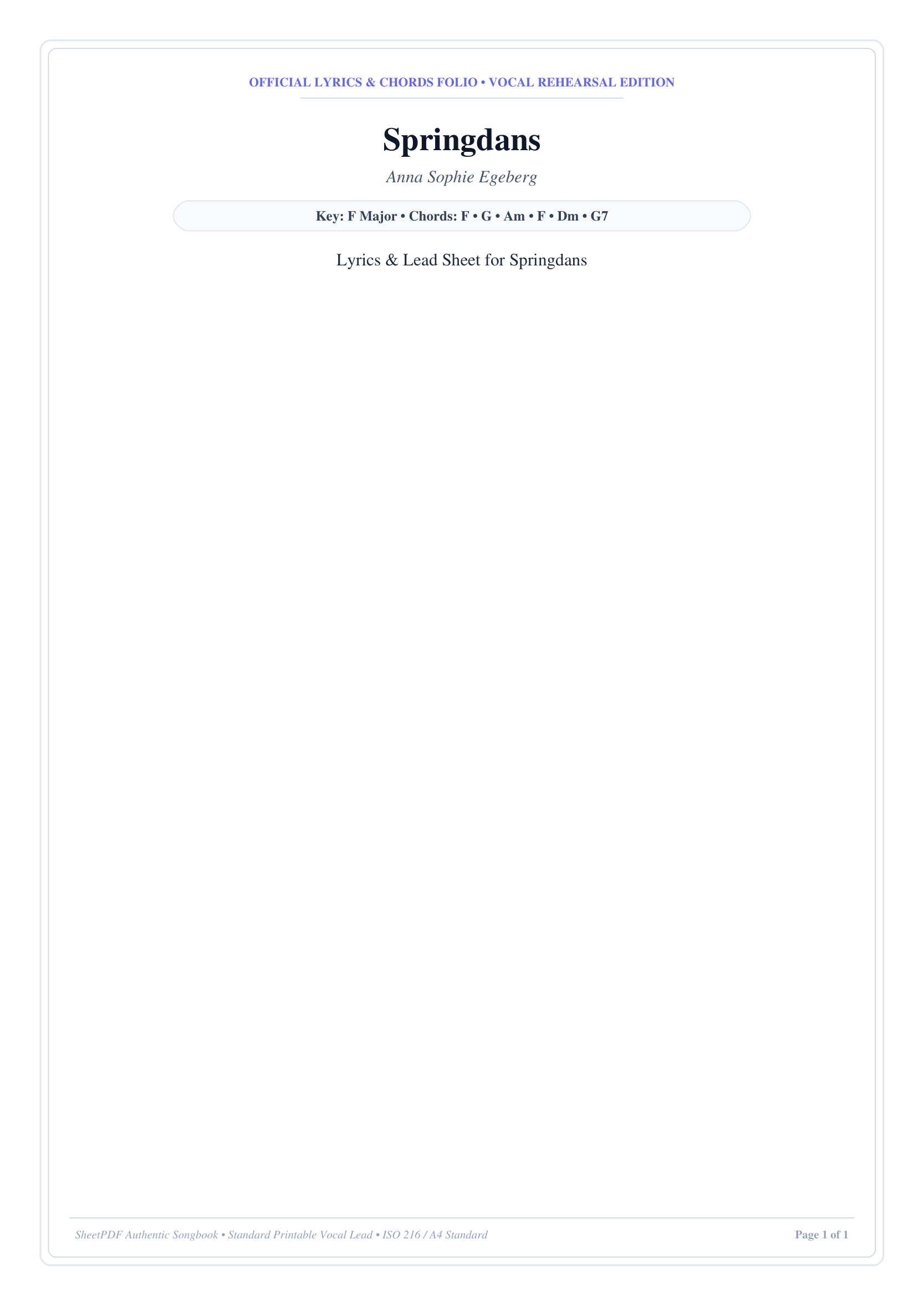 Springdans Piano Sheet Music Page 1 Free PDF