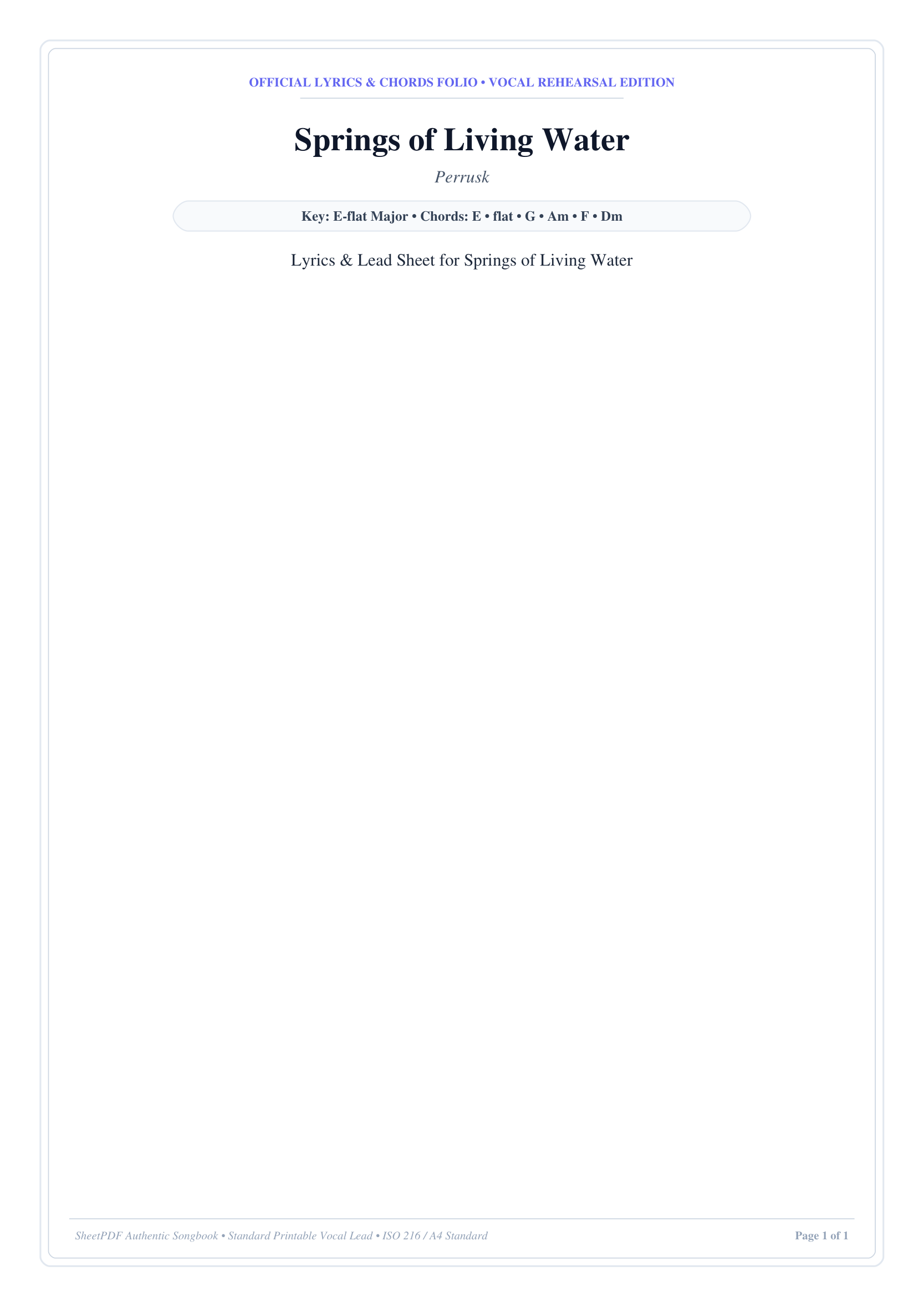 Springs of Living Water Piano Sheet Music Page 1 Free PDF