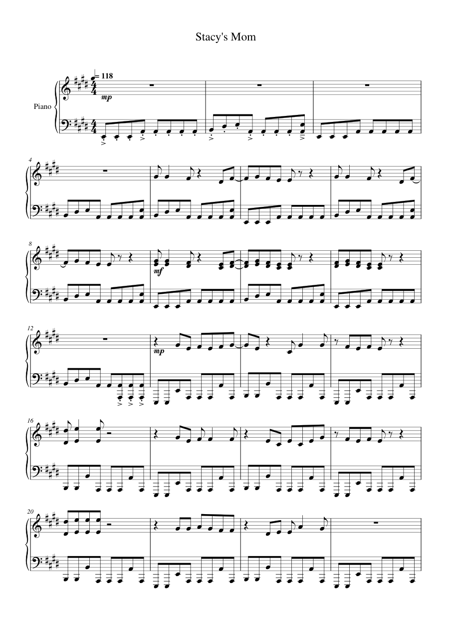 Stacy's Mom Lyrics & Chords Folio