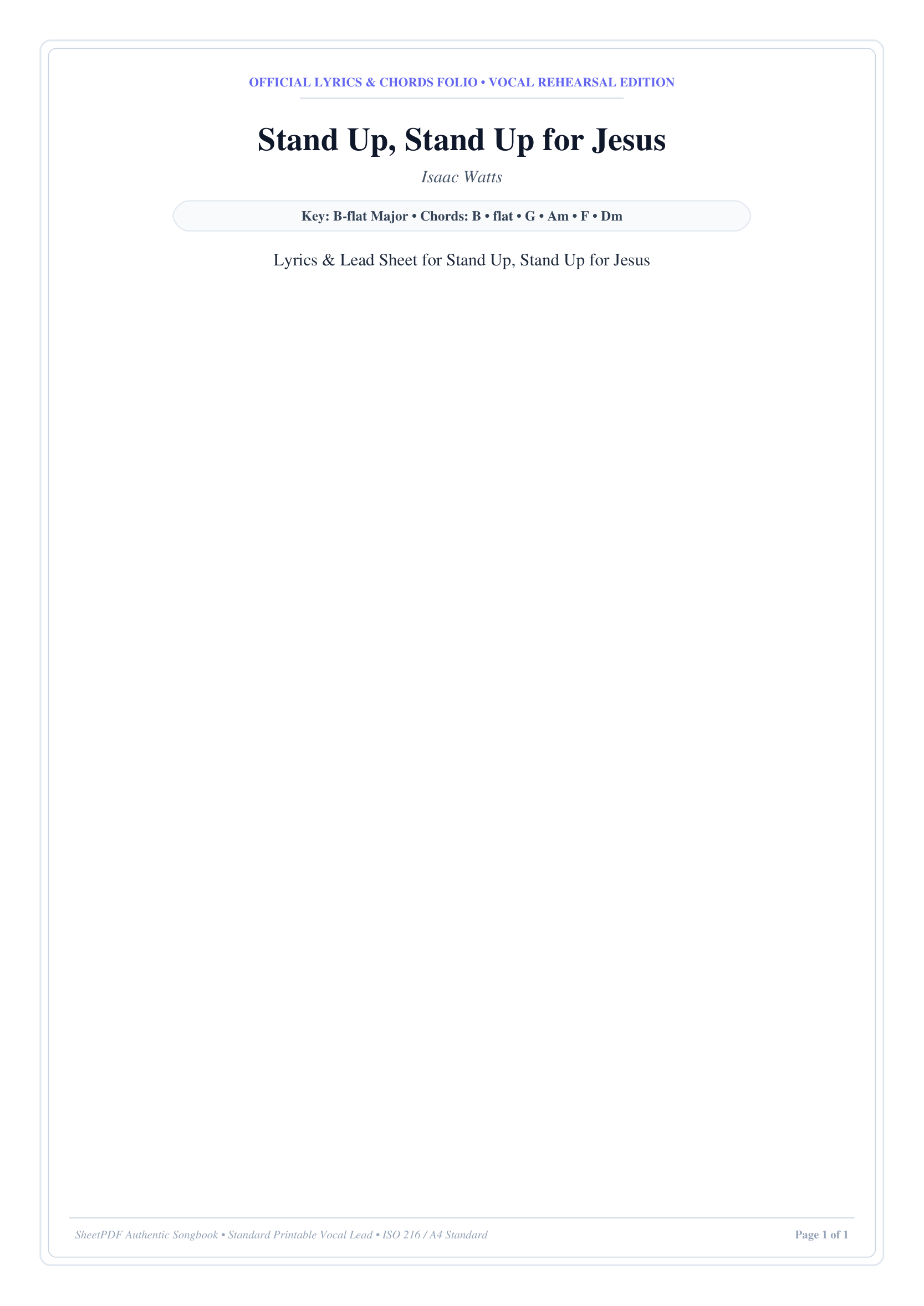 Stand Up, Stand Up for Jesus Piano Sheet Music Page 1 Free PDF