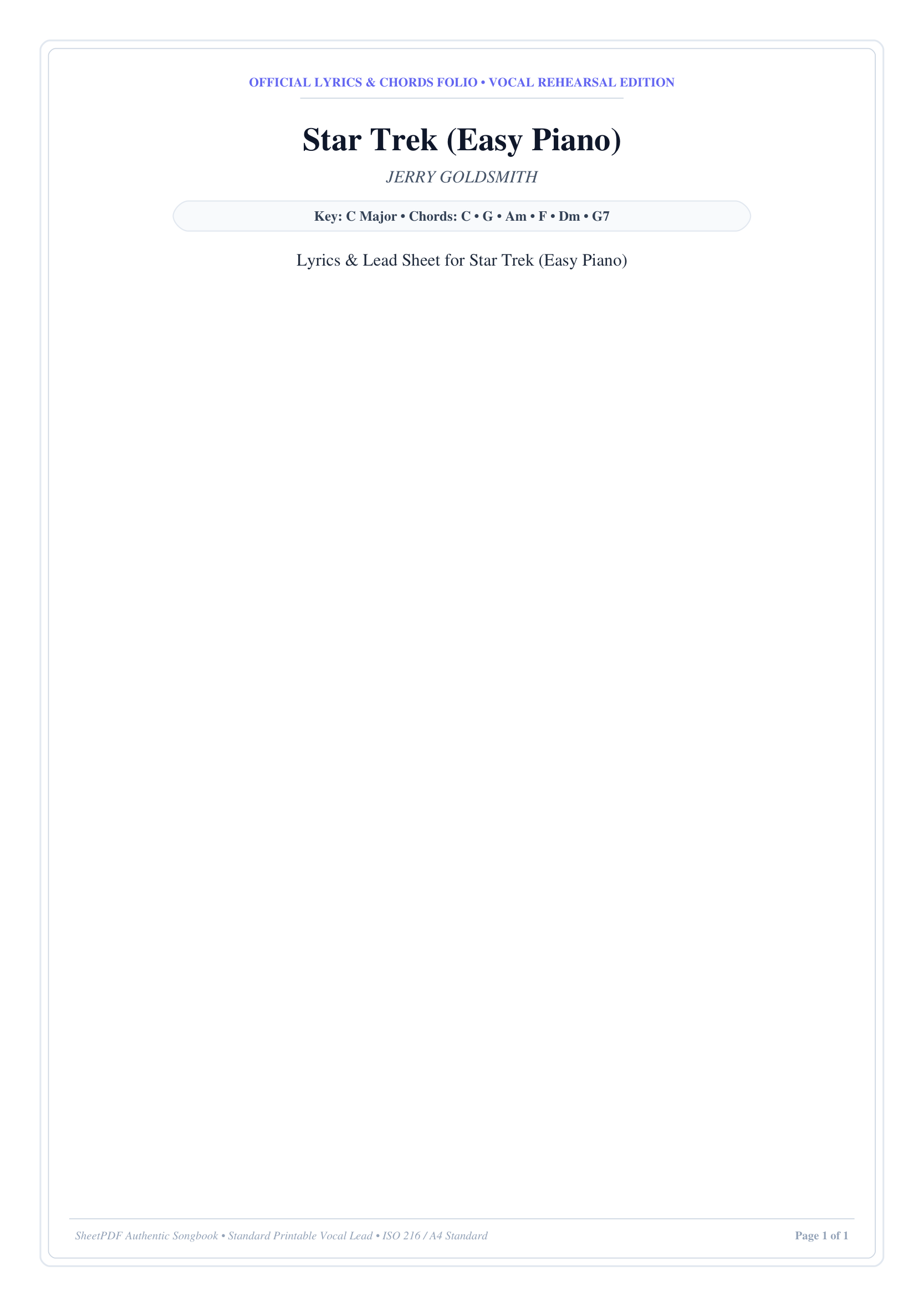 Star Trek (Easy Piano) Piano Sheet Music Page 1 Free PDF