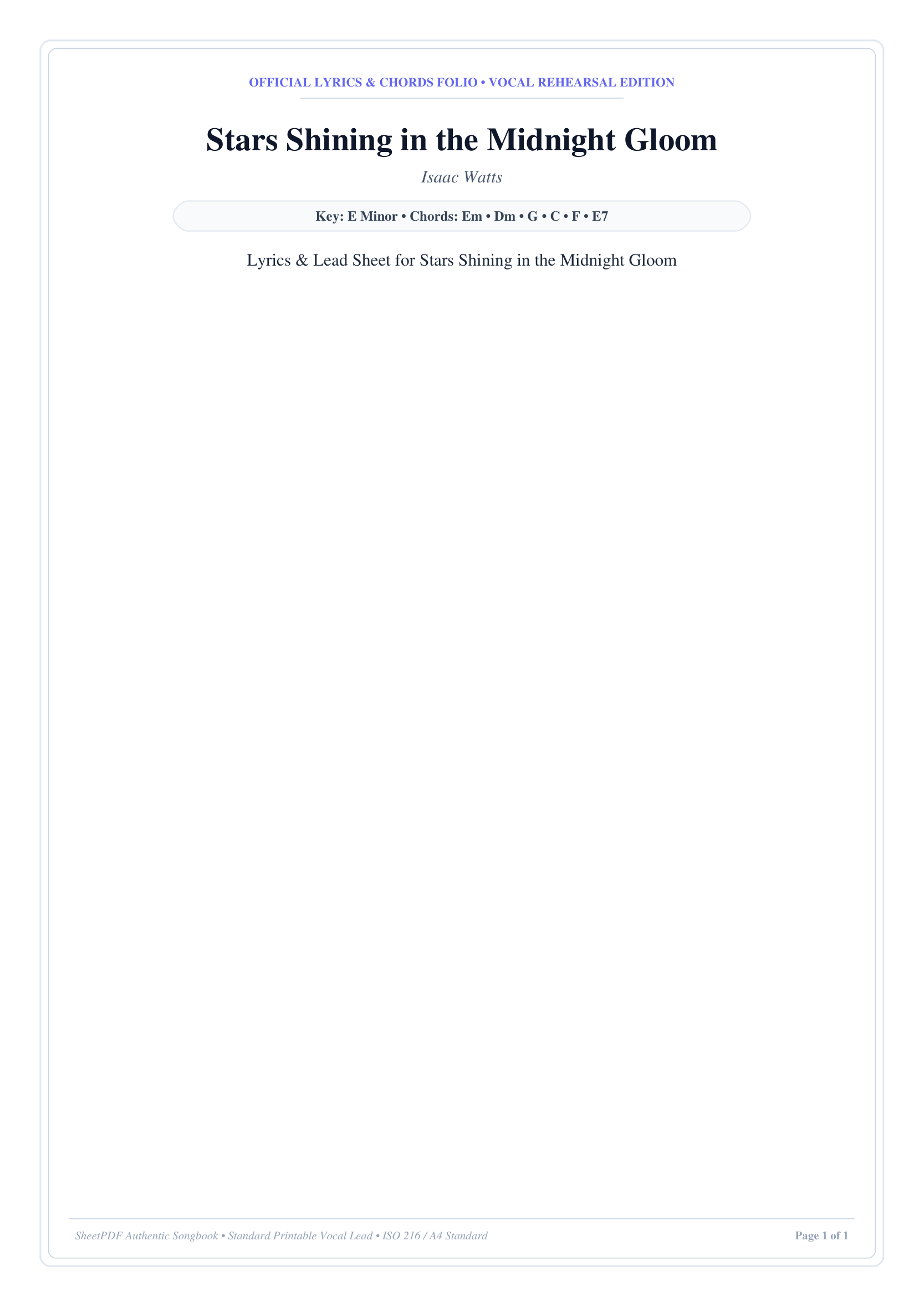 Stars Shining in the Midnight Gloom Piano Sheet Music Page 1 Free PDF