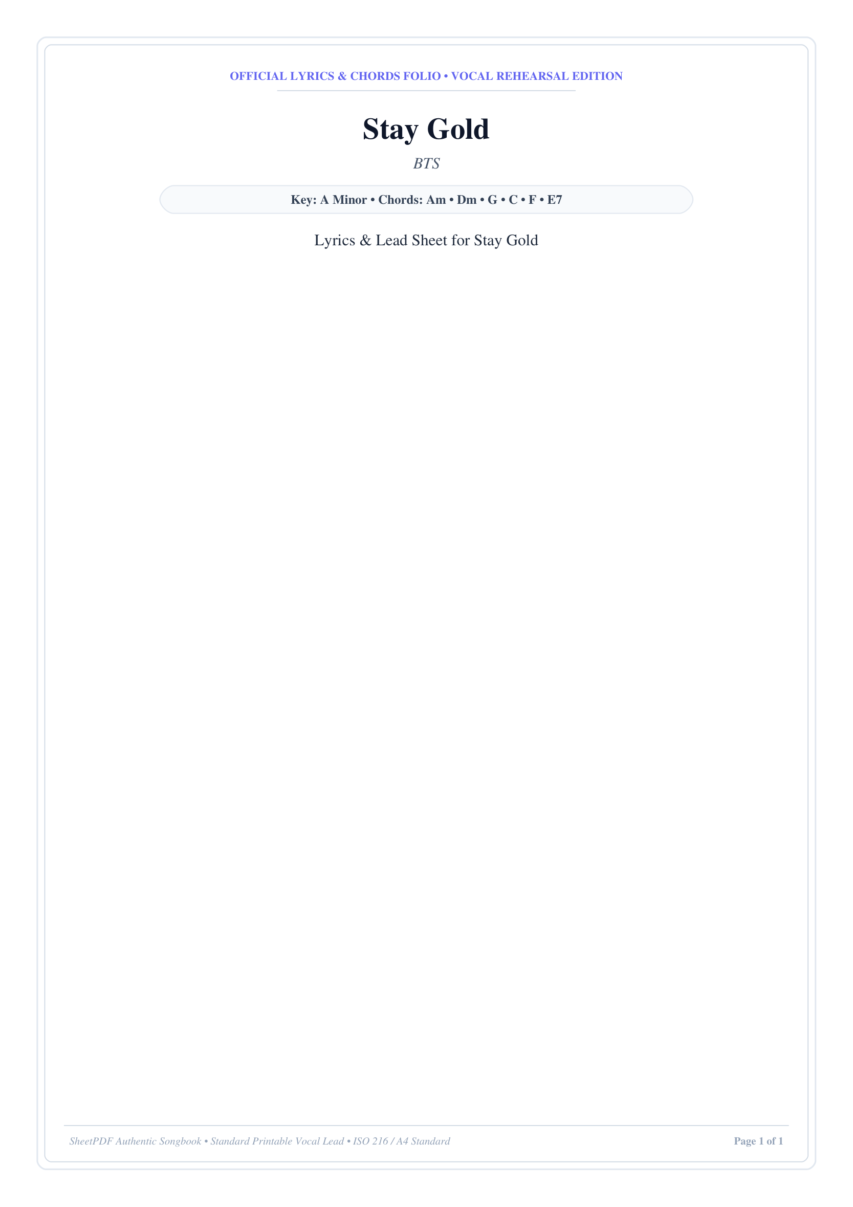 Stay Gold Lyrics & Chords Folio