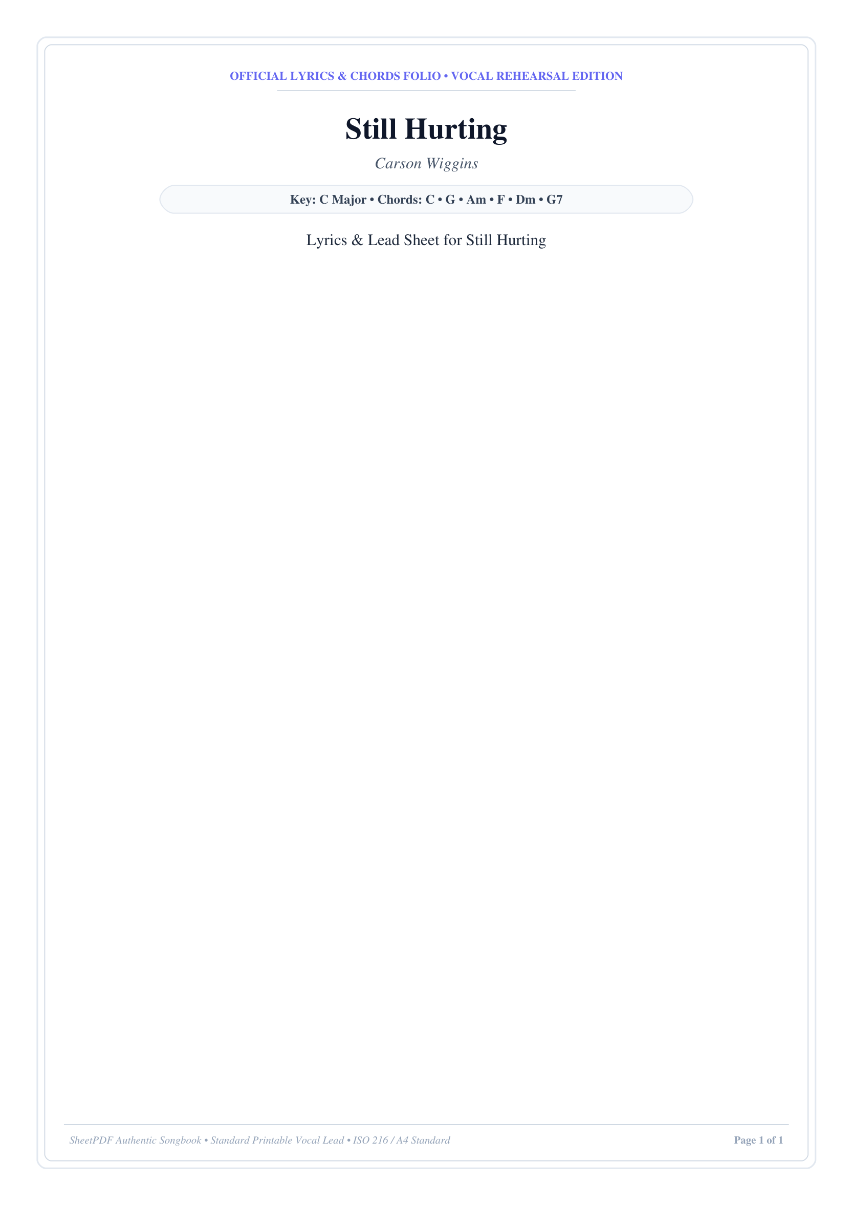 Still Hurting Piano Sheet Music Page 1 Free PDF