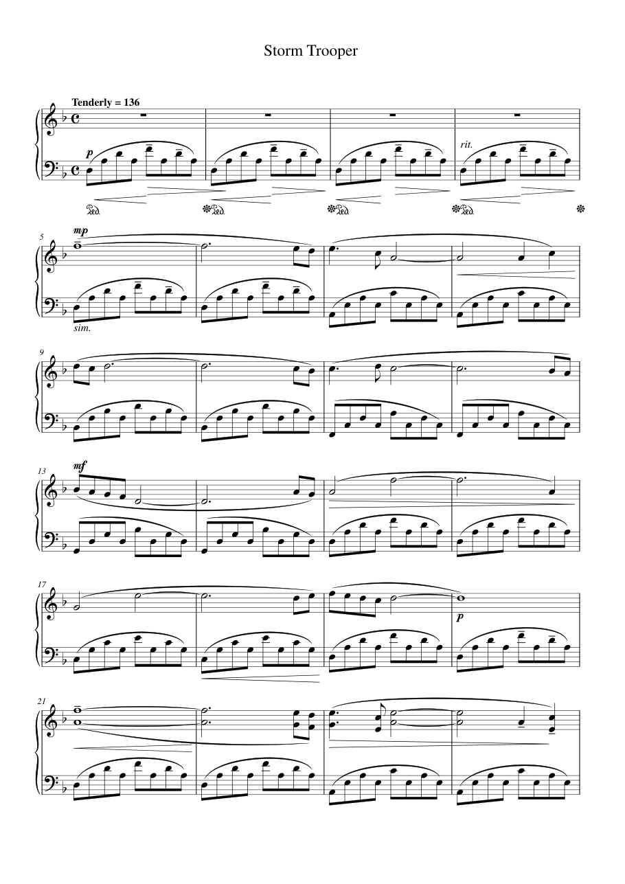 Storm Trooper Piano Sheet Music Page 1 Free PDF