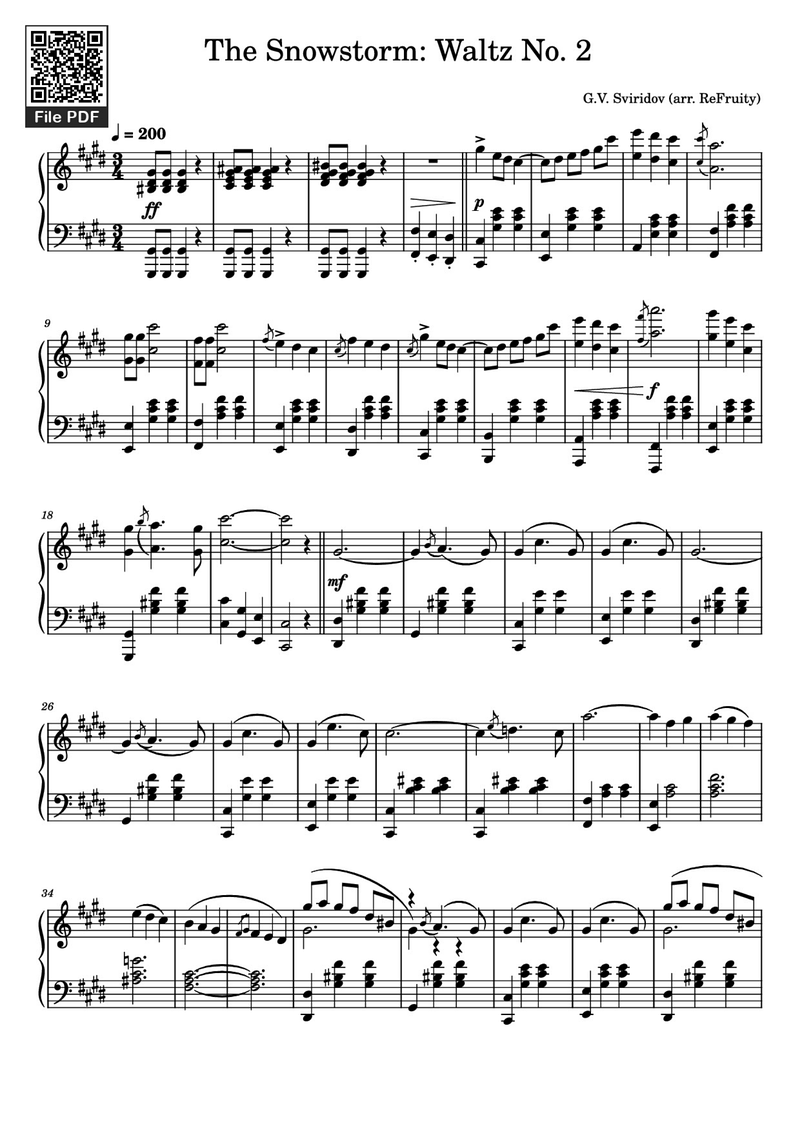 Storm Waltz Piano Sheet Music Score Page 1