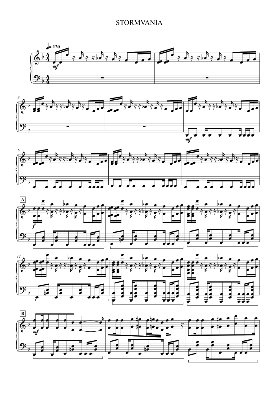 STORMVANIA Piano Sheet Music Page 1 Free PDF