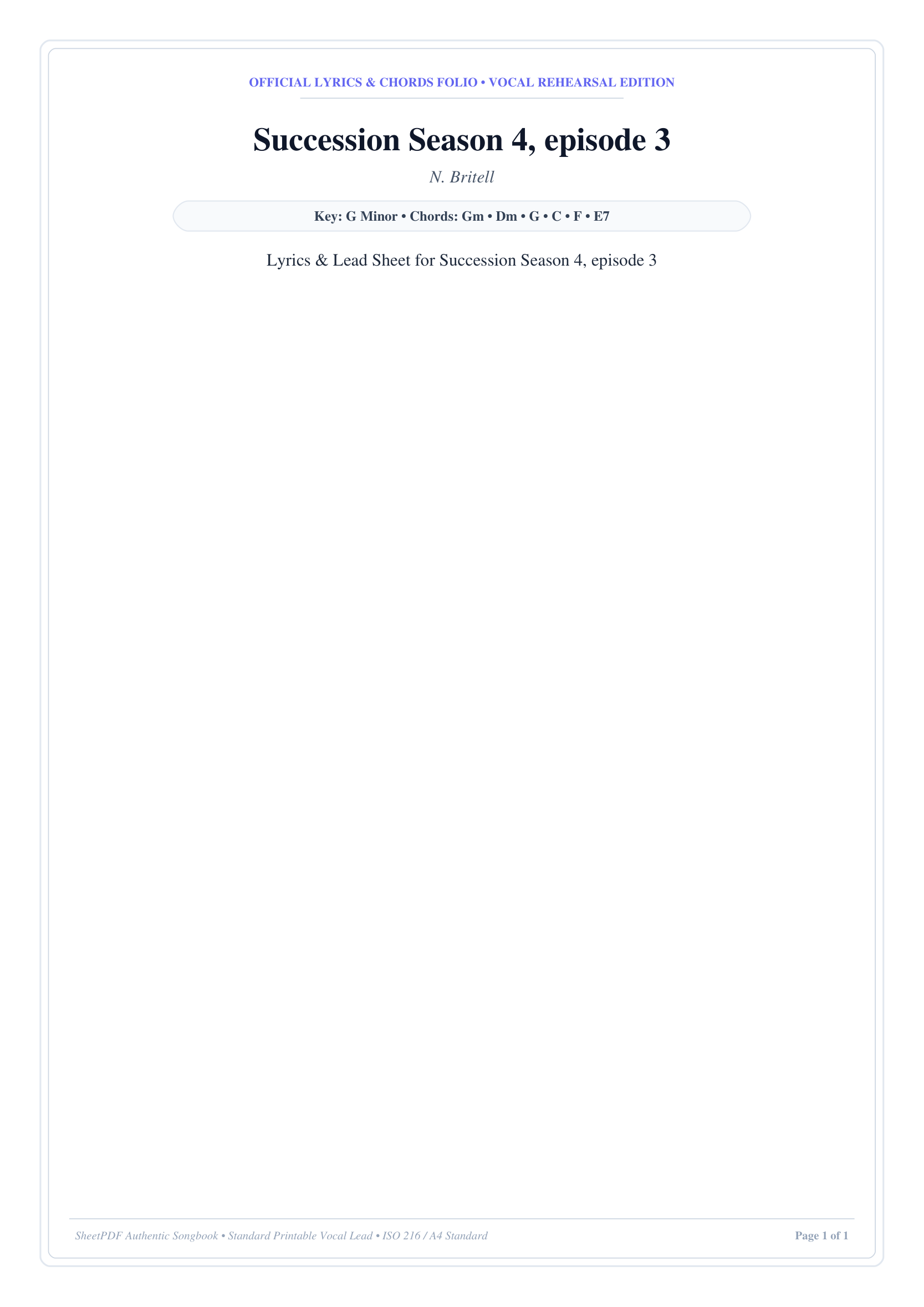 Succession Season 4, episode 3 Piano Sheet Music Page 1 Free PDF
