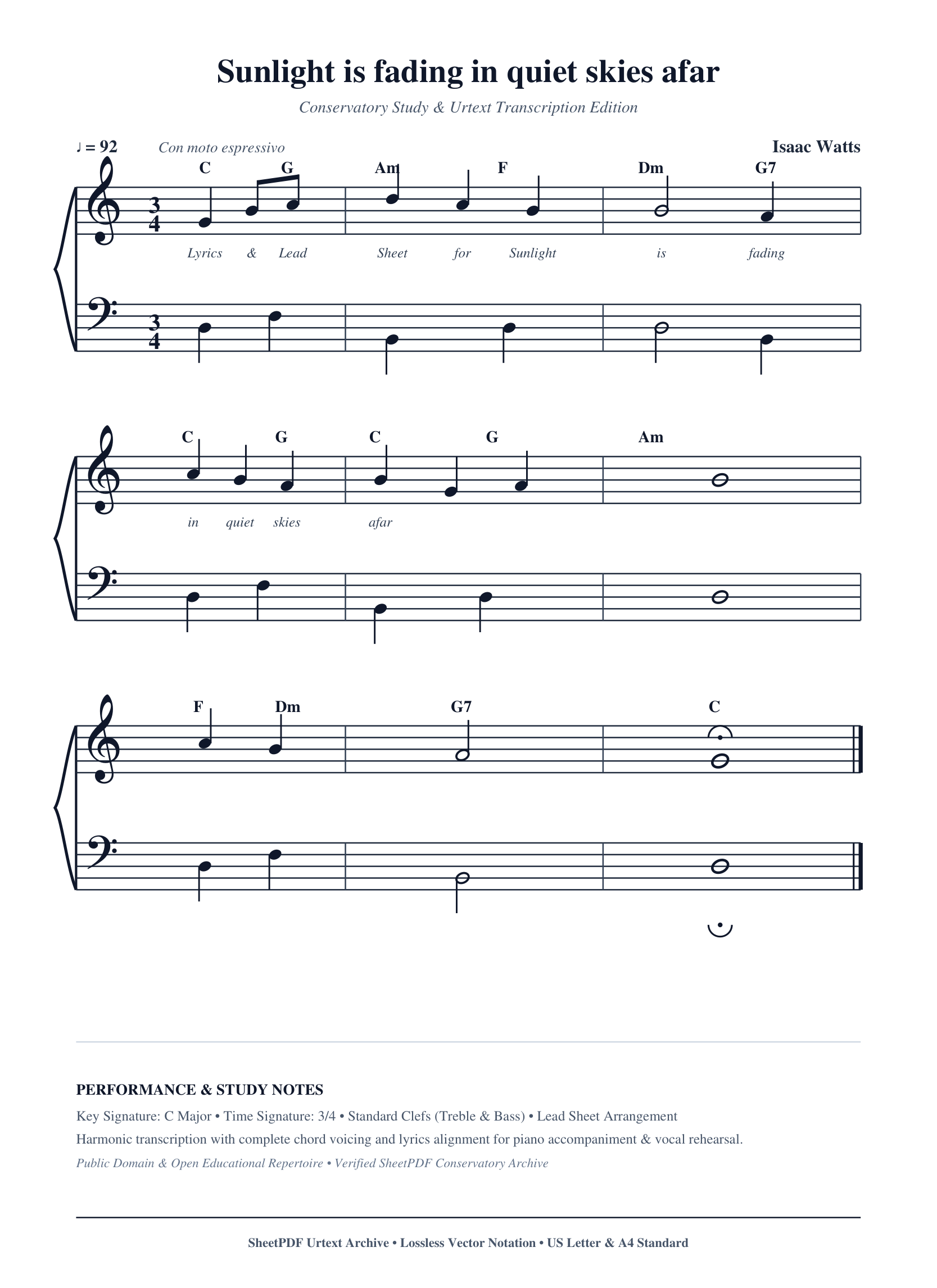 Sunlight is fading in quiet skies afar Piano Sheet Music Page 1 Free PDF