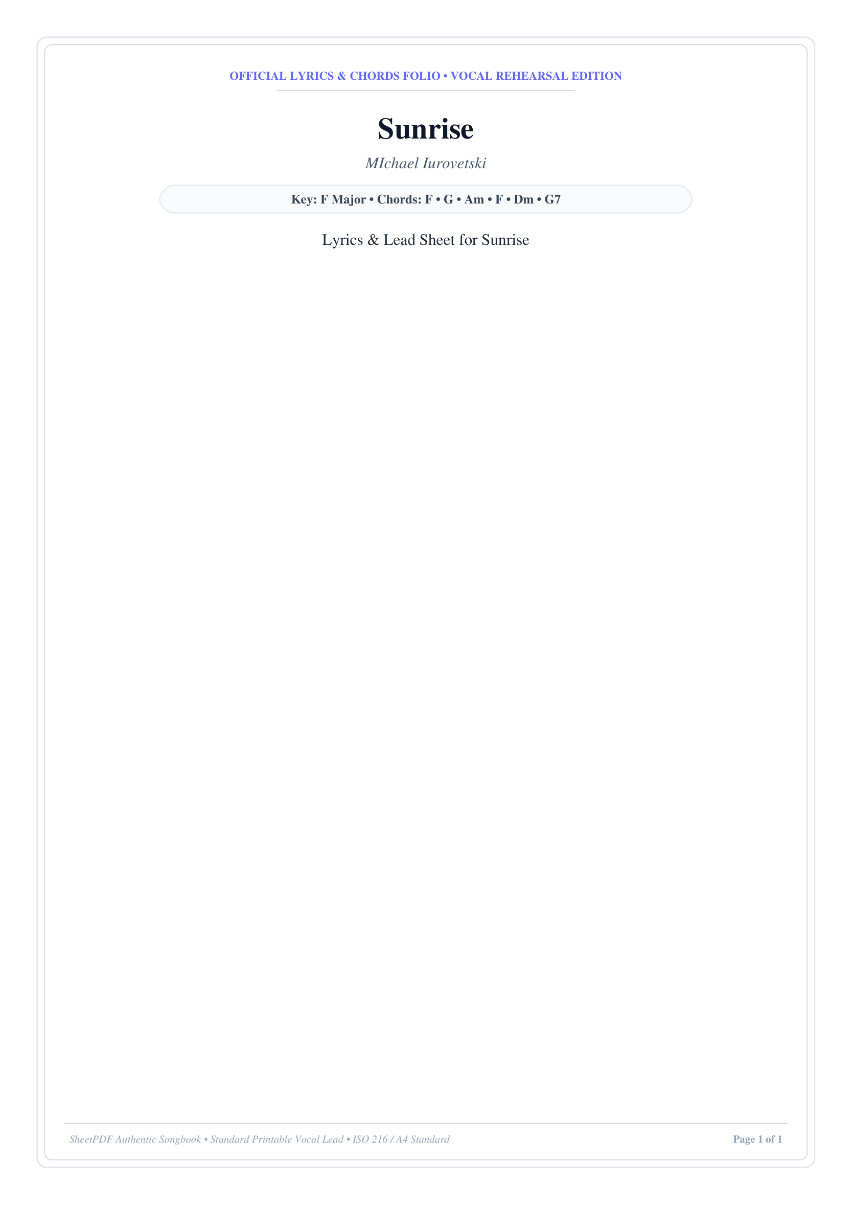 Sunrise Piano Sheet Music Page 1 Free PDF