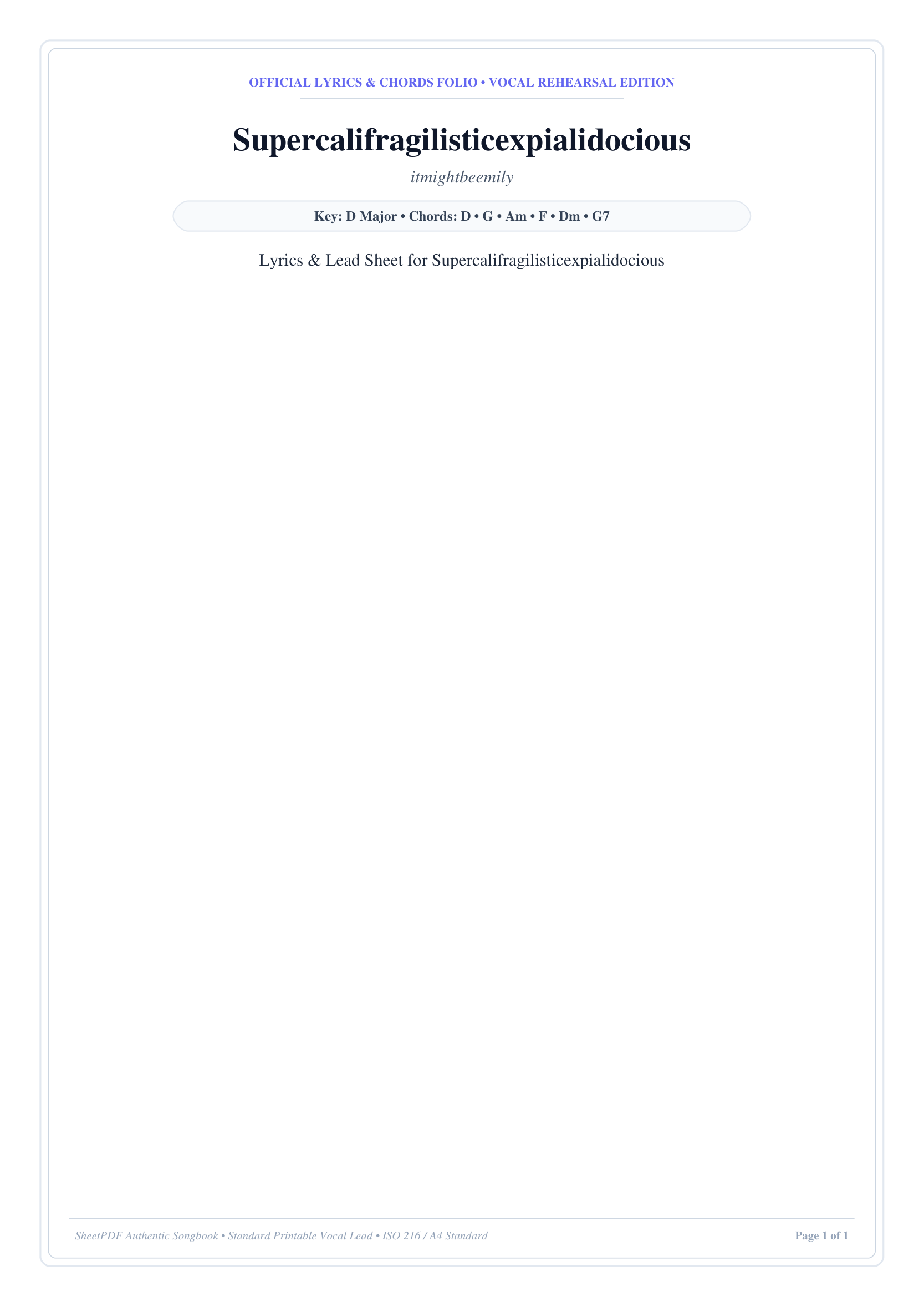 Supercalifragilisticexpialidocious Piano Sheet Music Score Page 1