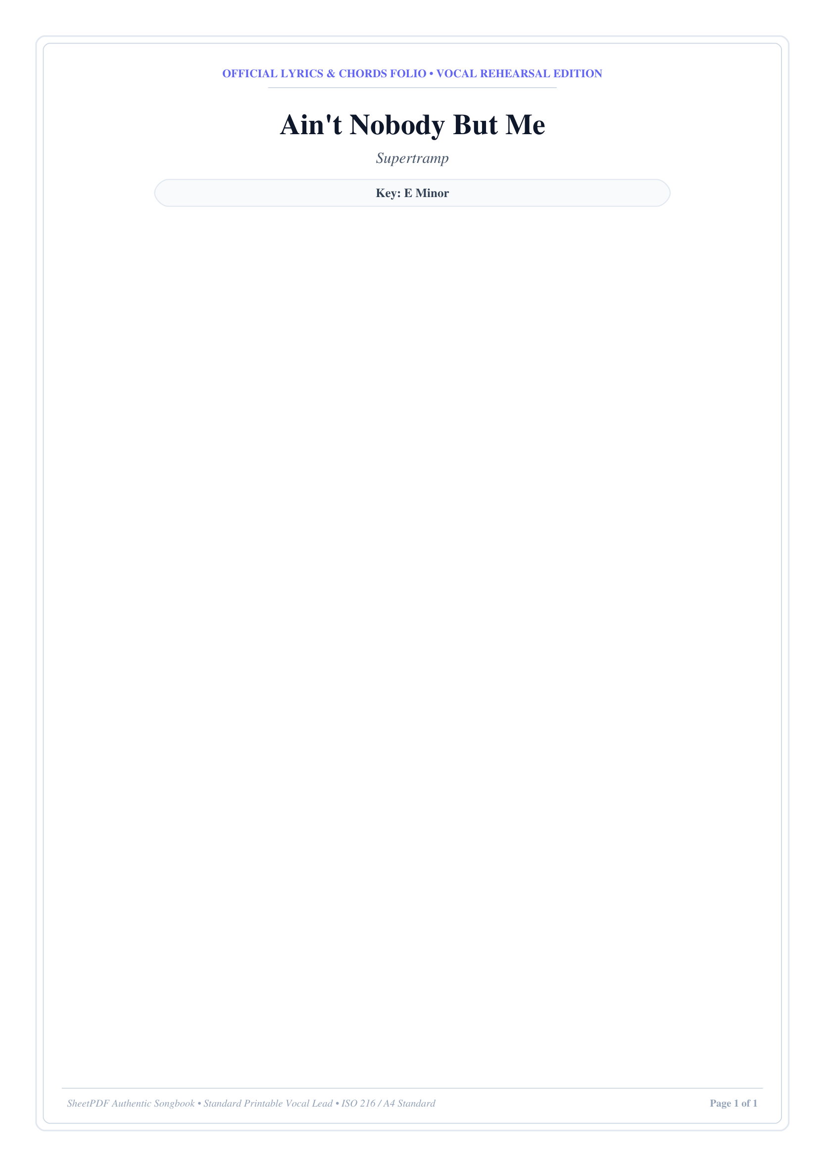 Ain't Nobody But Me Piano Sheet Music Page 1 Free PDF