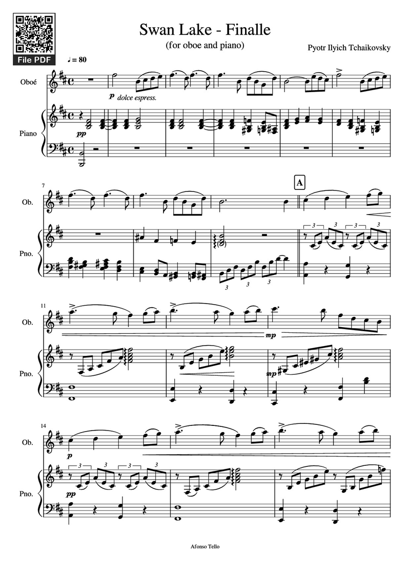 Swan Lake Piano Sheet Music Page 1 Free PDF