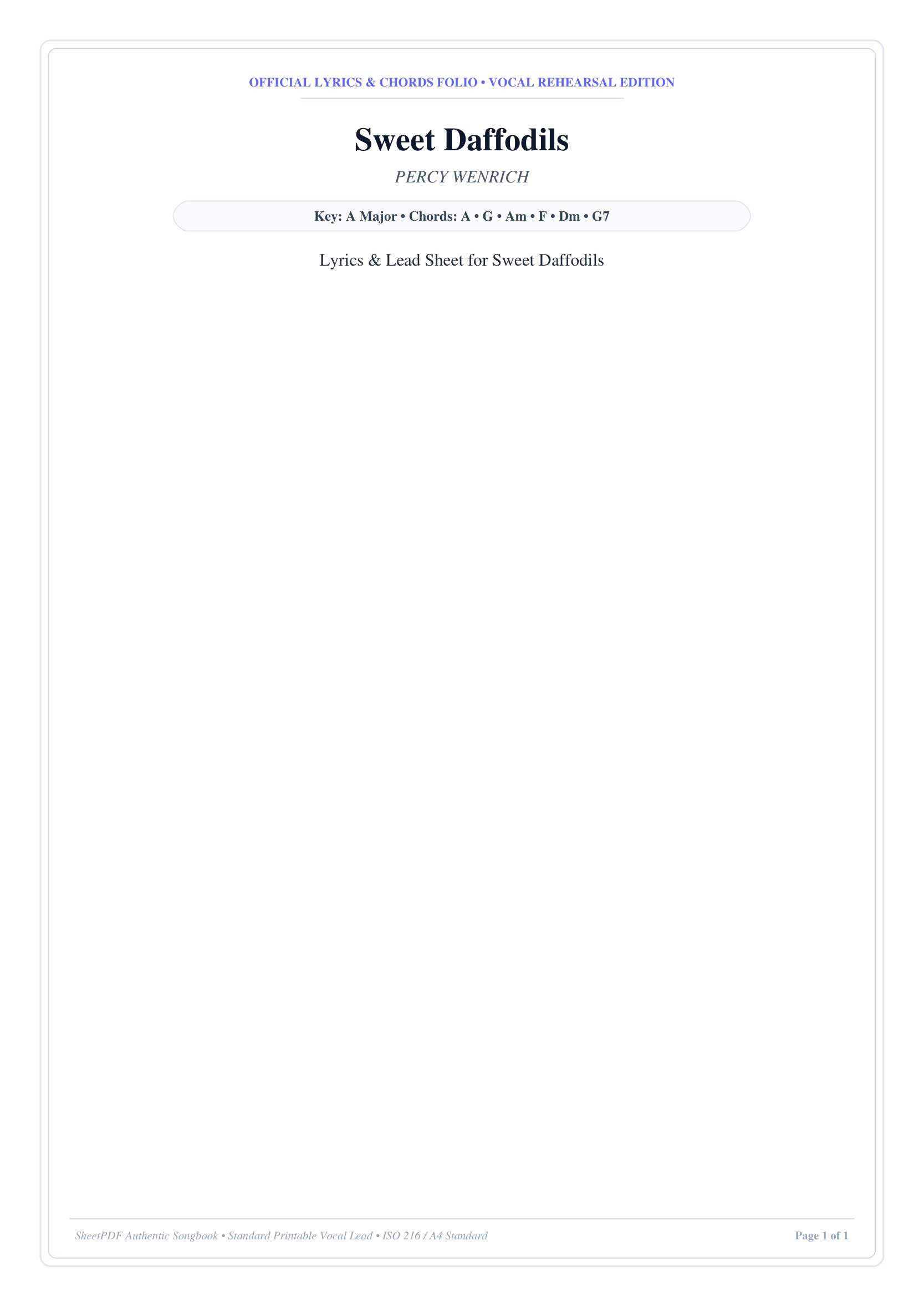 Sweet Daffodils Piano Sheet Music Page 1 Free PDF