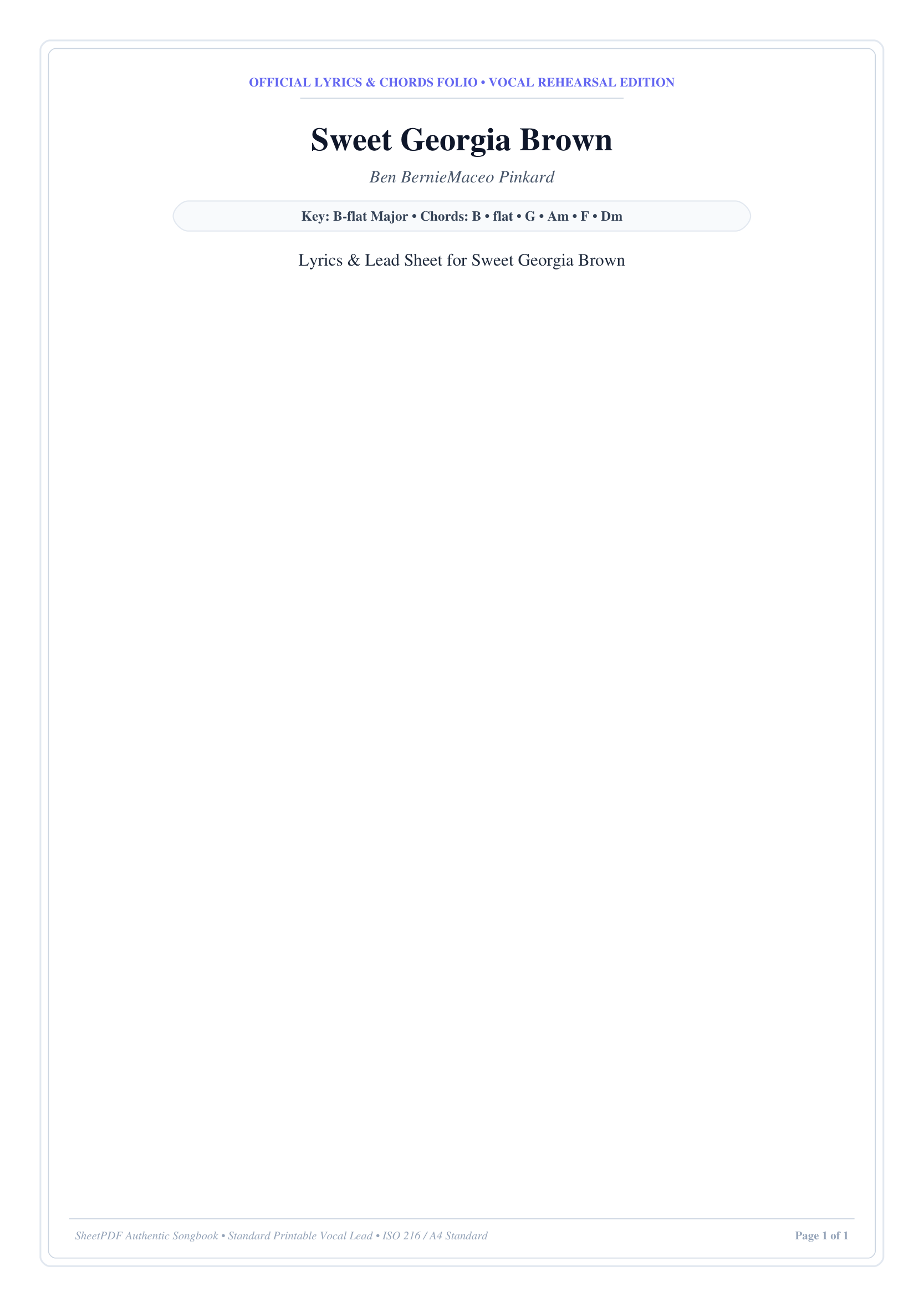 Sweet Georgia Brown Piano Sheet Music Page 1 Free PDF