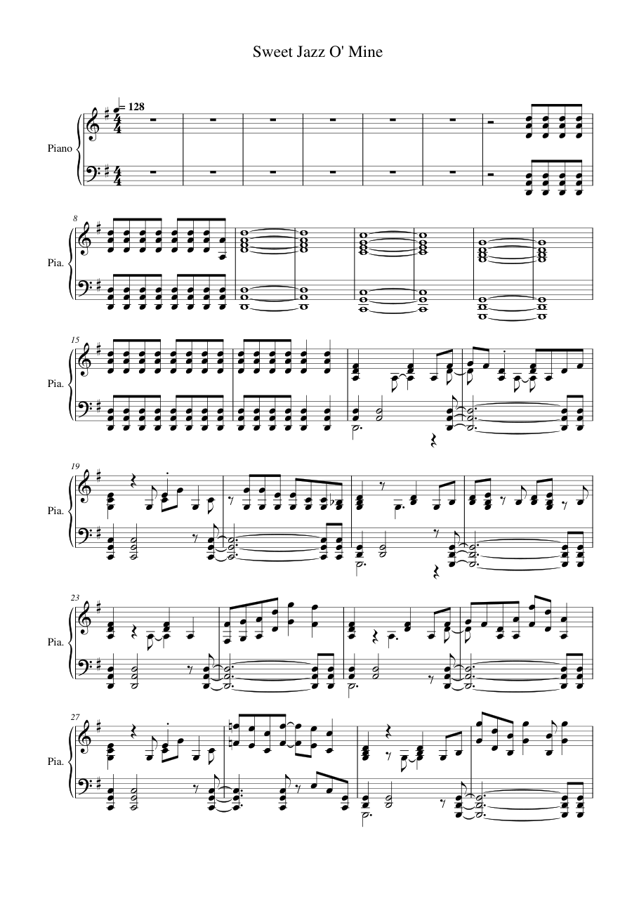Sweet Jazz O' Mine Piano Sheet Music Page 1 Free PDF