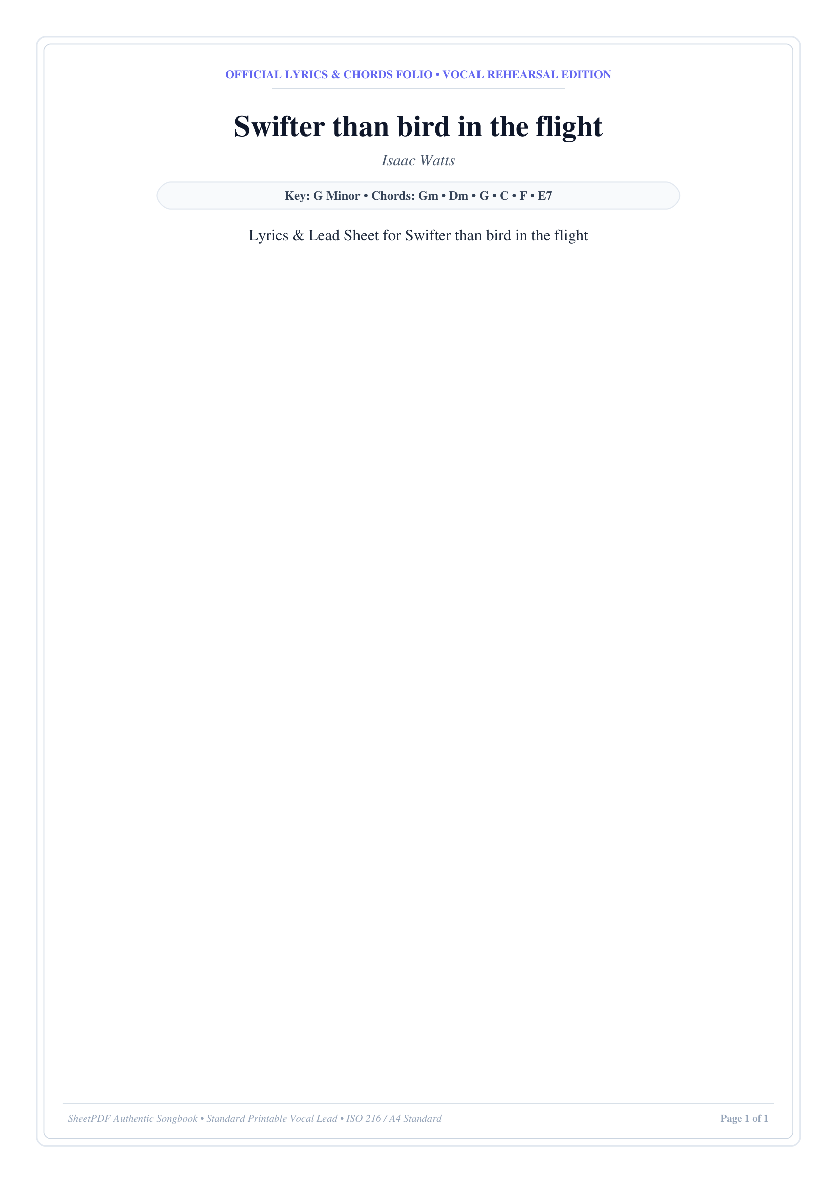 Swifter than bird in the flight Piano Sheet Music Page 1 Free PDF