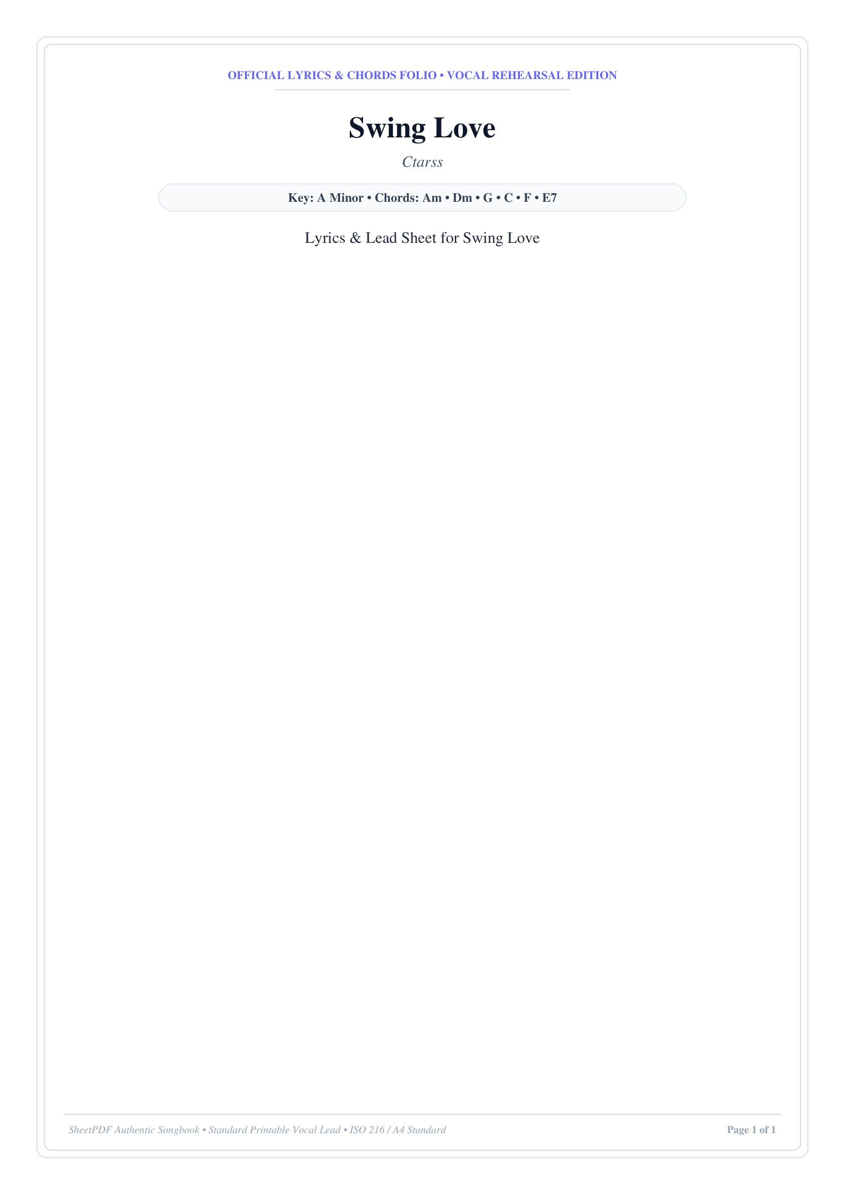 Swing Love Lyrics & Chords Folio