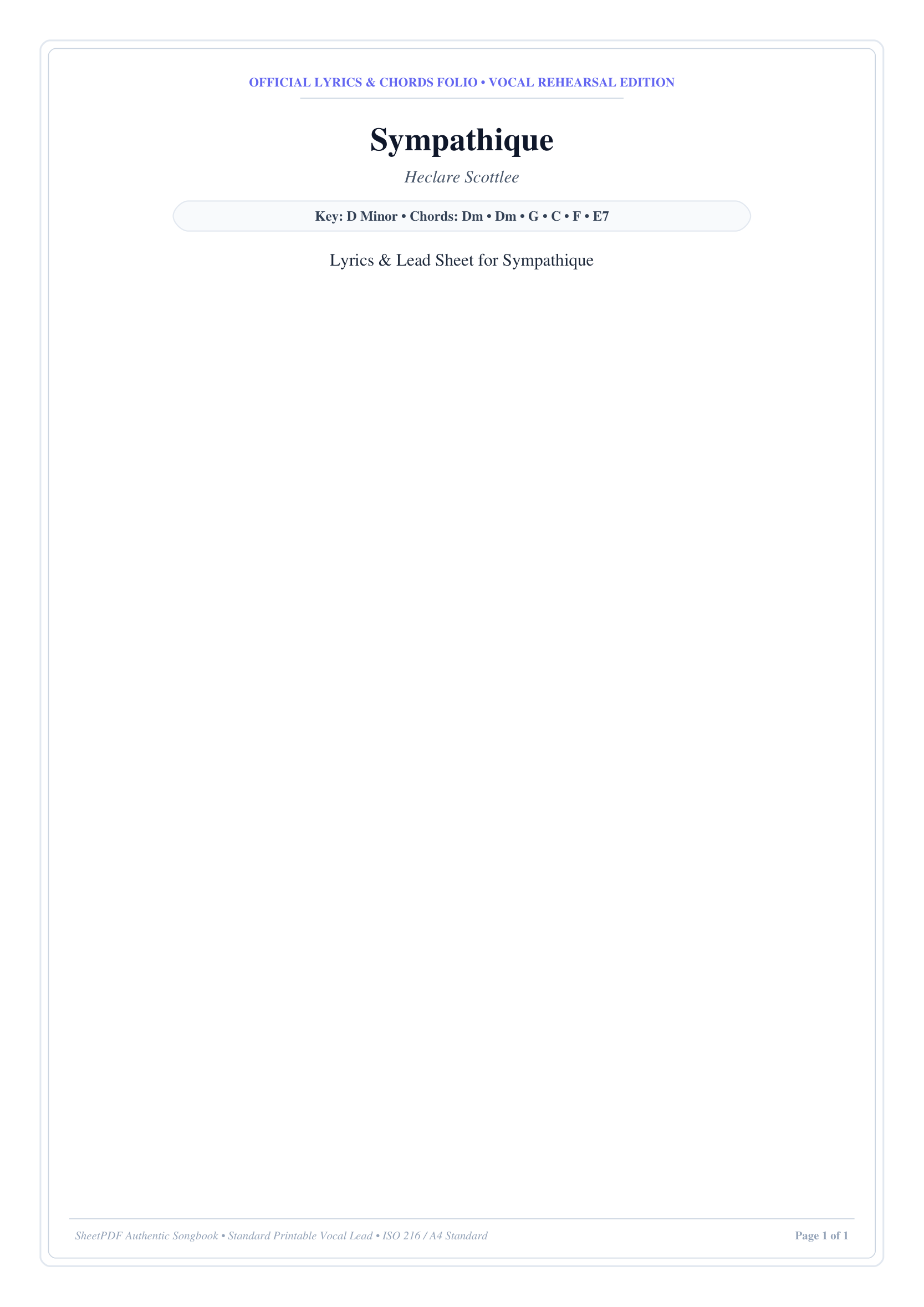 Sympathique Lyrics & Chords Folio