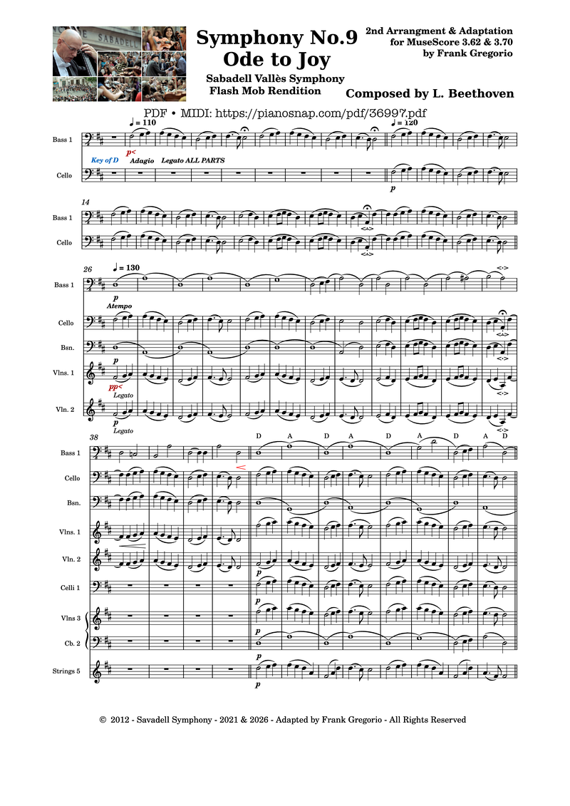 Symphony No.9 Ode to Joy Piano Sheet Music Page 1 Free PDF