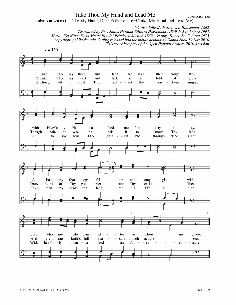Take Thou My Hand Piano Sheet Music Page 1 Free PDF
