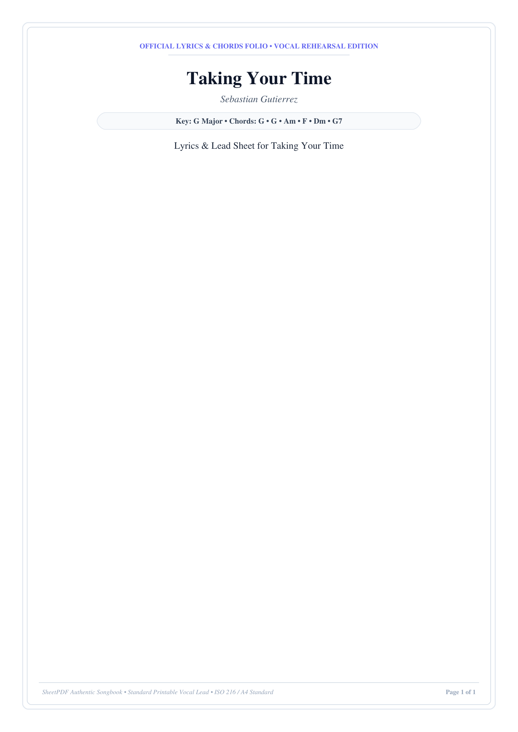 Taking Your Time Piano Sheet Music Page 1 Free PDF