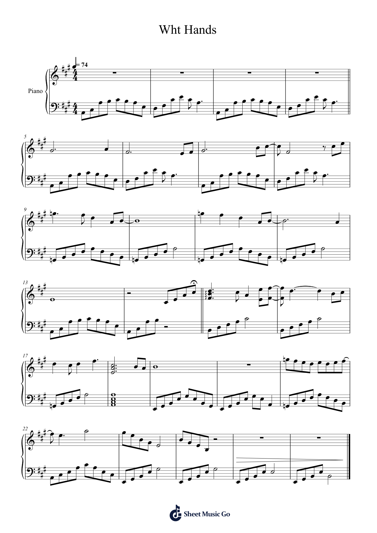 Mine Piano Sheet Music Score Page 1