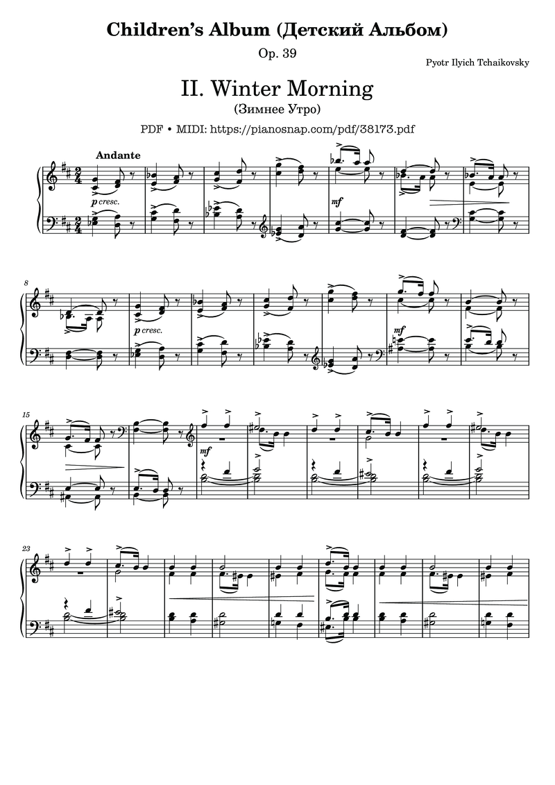 Album for the Young, Op. 39 No. 9 The New Doll Piano Sheet Music Page 1 Free PDF