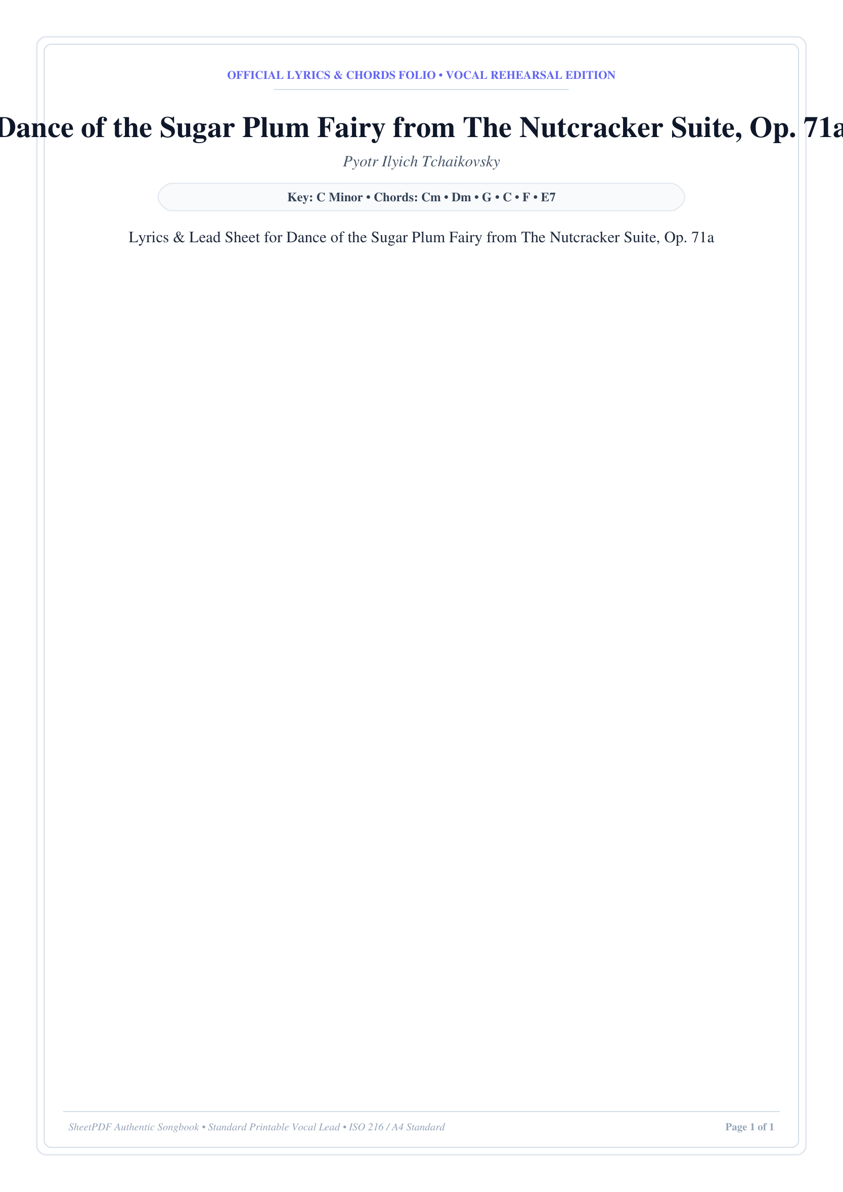 Dance of the Sugar Plum Fairy from The Nutcracker Suite, Op. 71a Piano Sheet Music Page 1 Free PDF