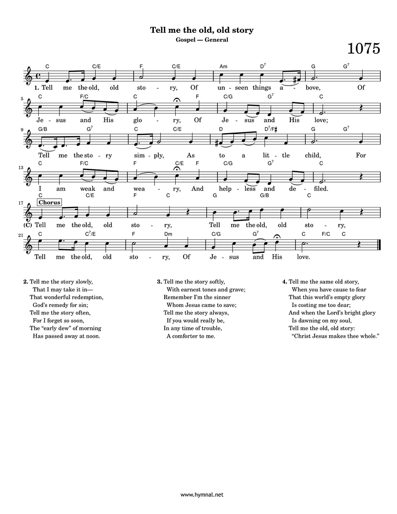 Tell Me the Old, Old Story Piano Sheet Music Page 1 Free PDF