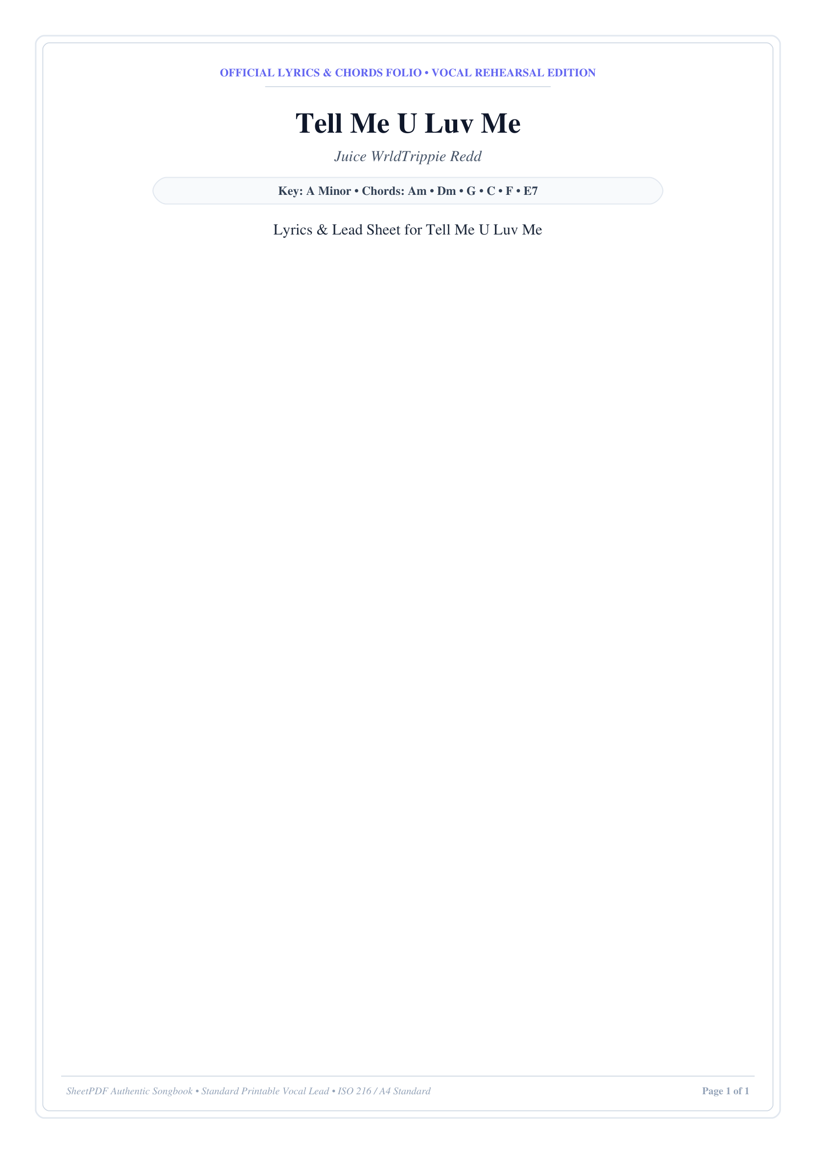 Tell Me U Luv Me Piano Sheet Music Page 1 Free PDF