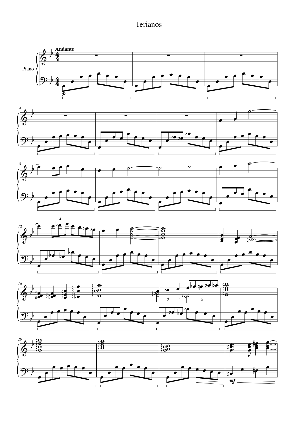 Terianos Piano Sheet Music Page 1 Free PDF