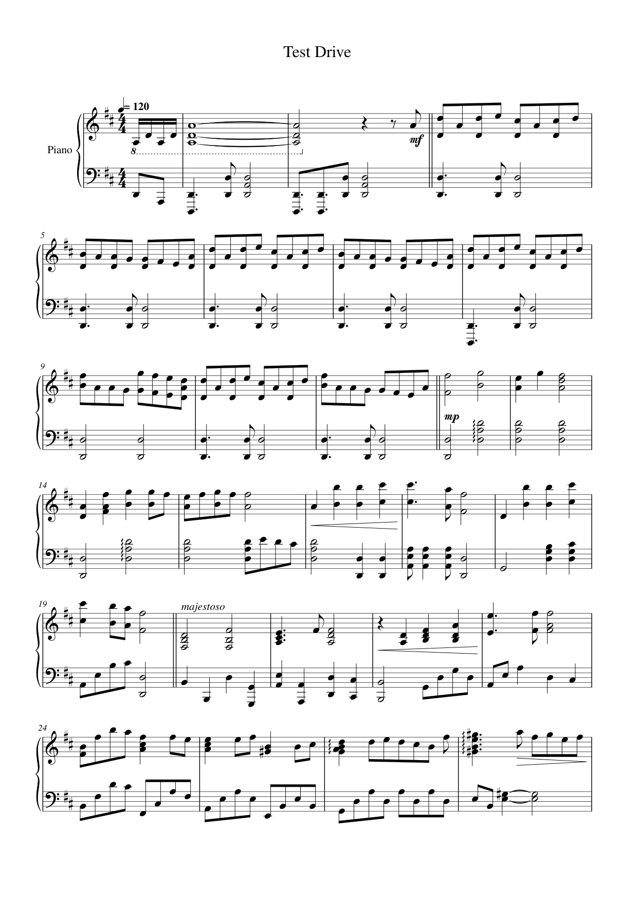 Test Drive Piano Sheet Music Page 1 Free PDF