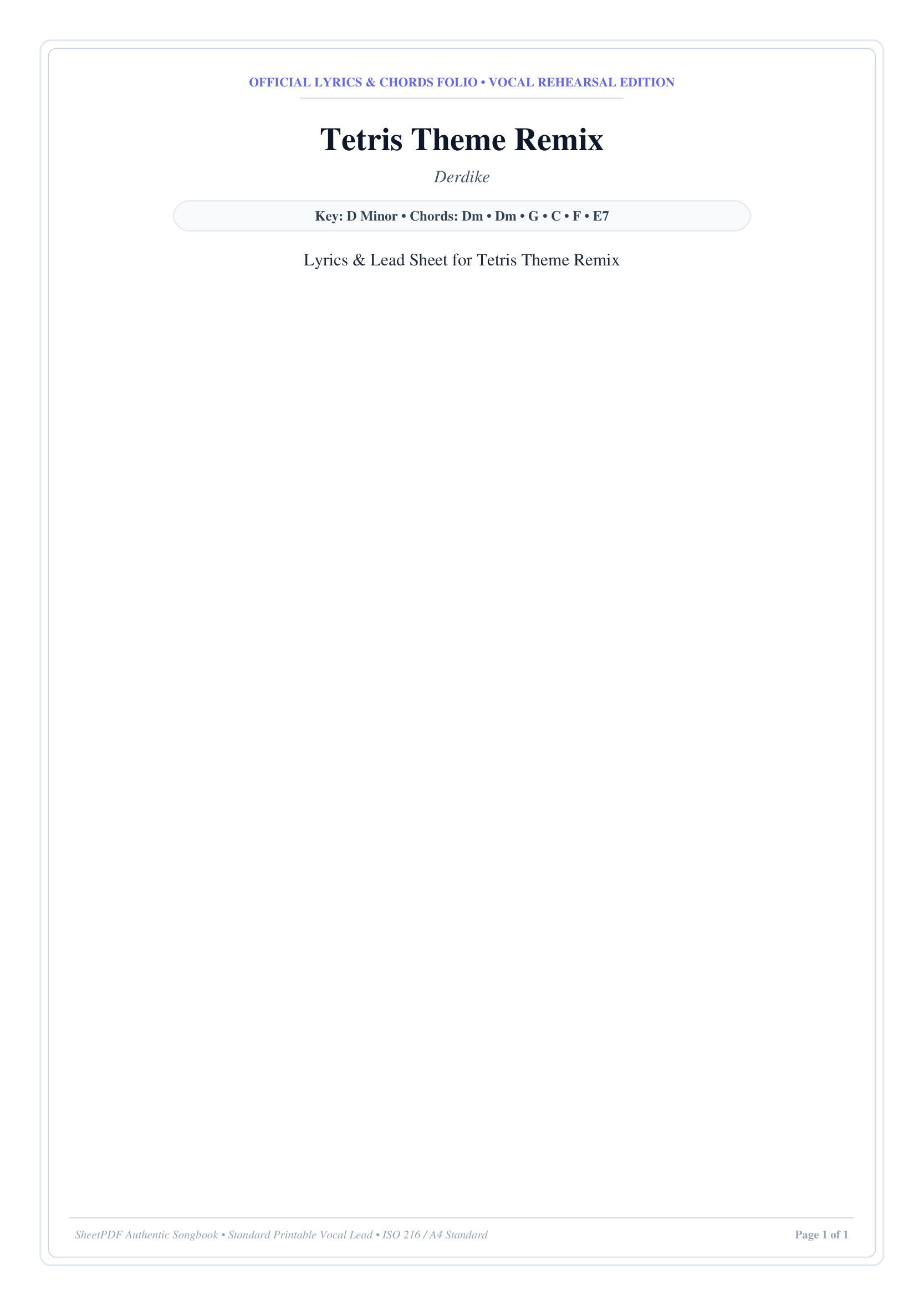 Tetris Theme Remix Piano Sheet Music Page 1 Free PDF