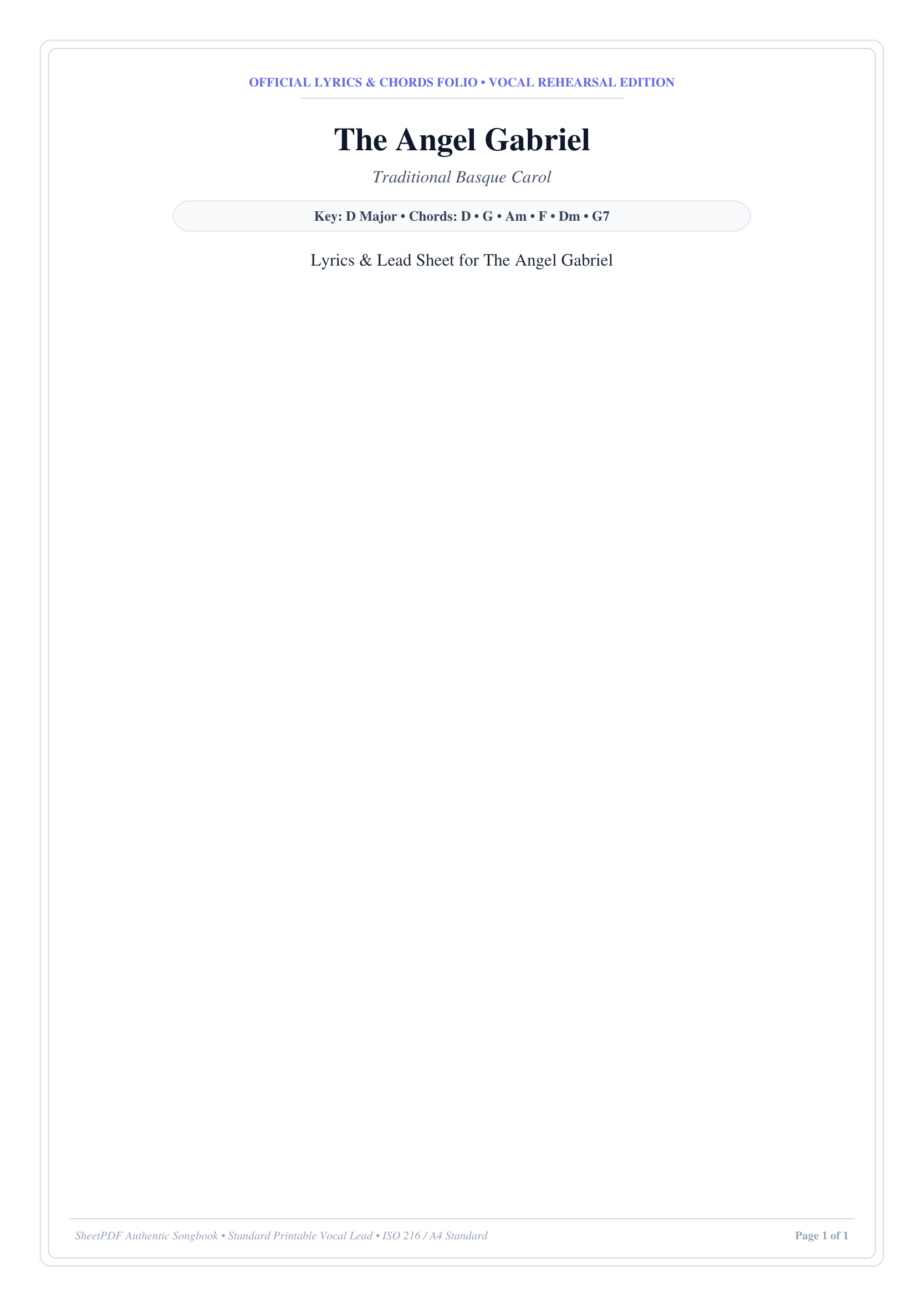 The Angel Gabriel Piano Sheet Music Page 1 Free PDF