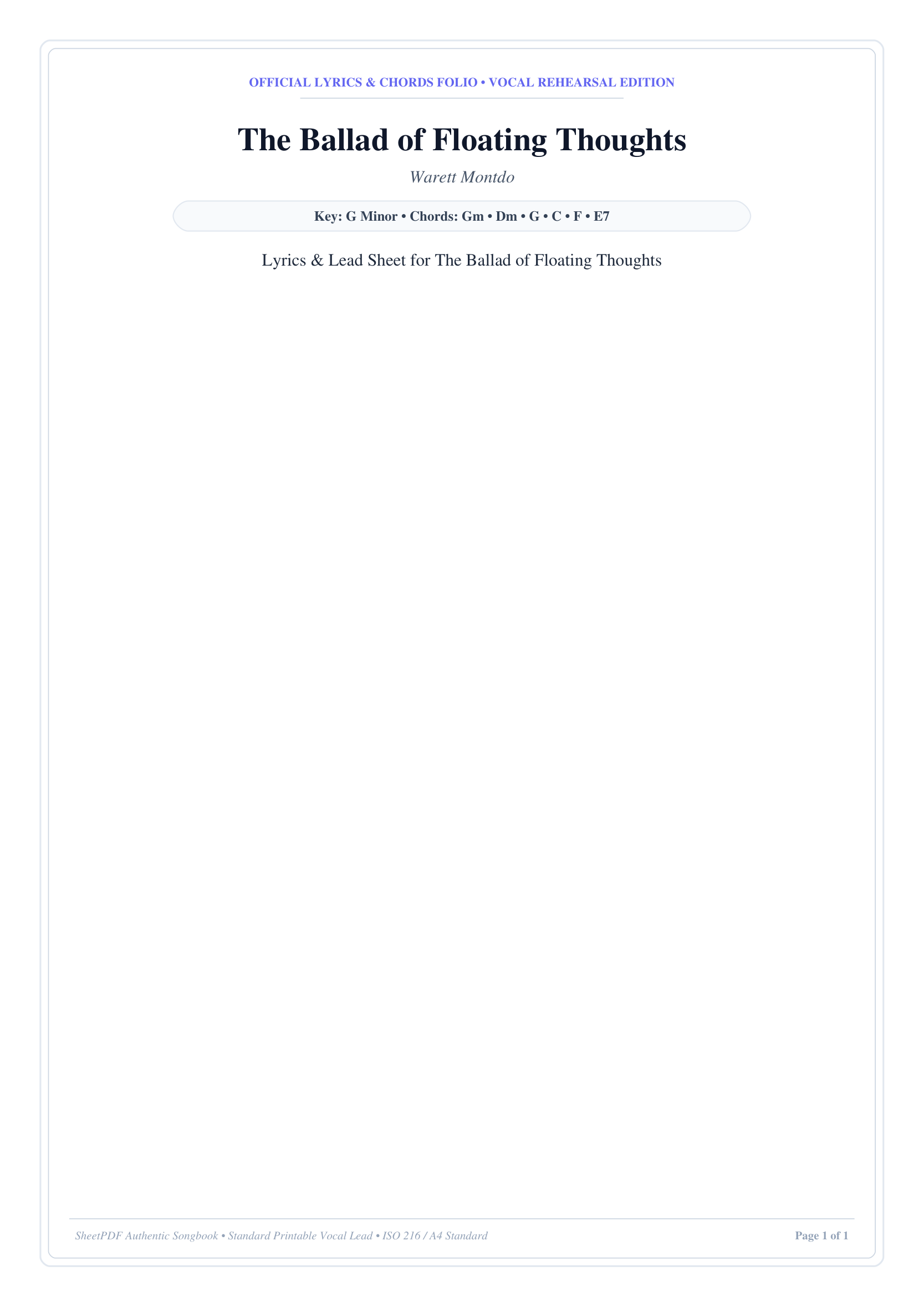 The Ballad of Floating Thoughts Piano Sheet Music Page 1 Free PDF