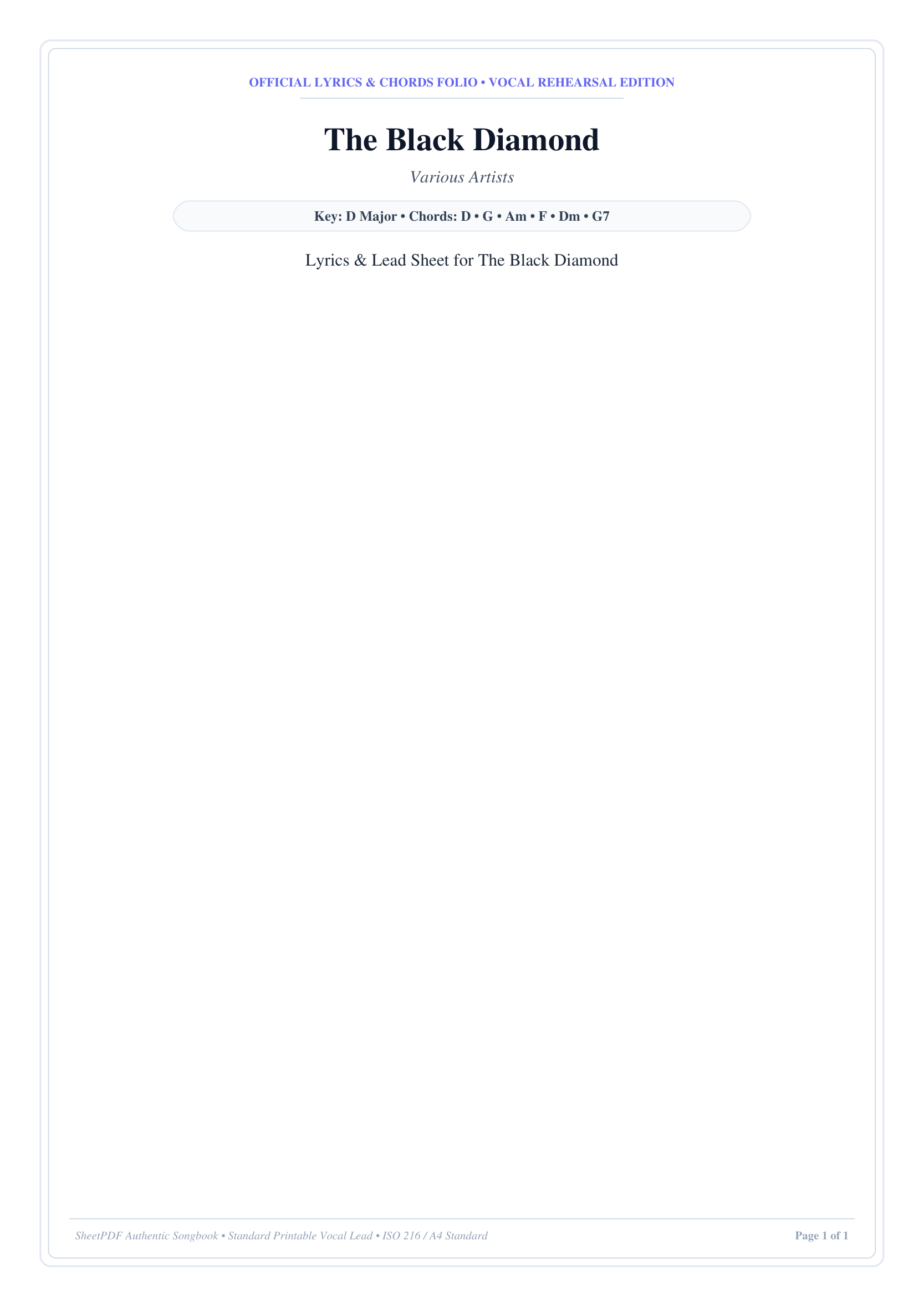 The Black Diamond Lyrics & Chords Folio