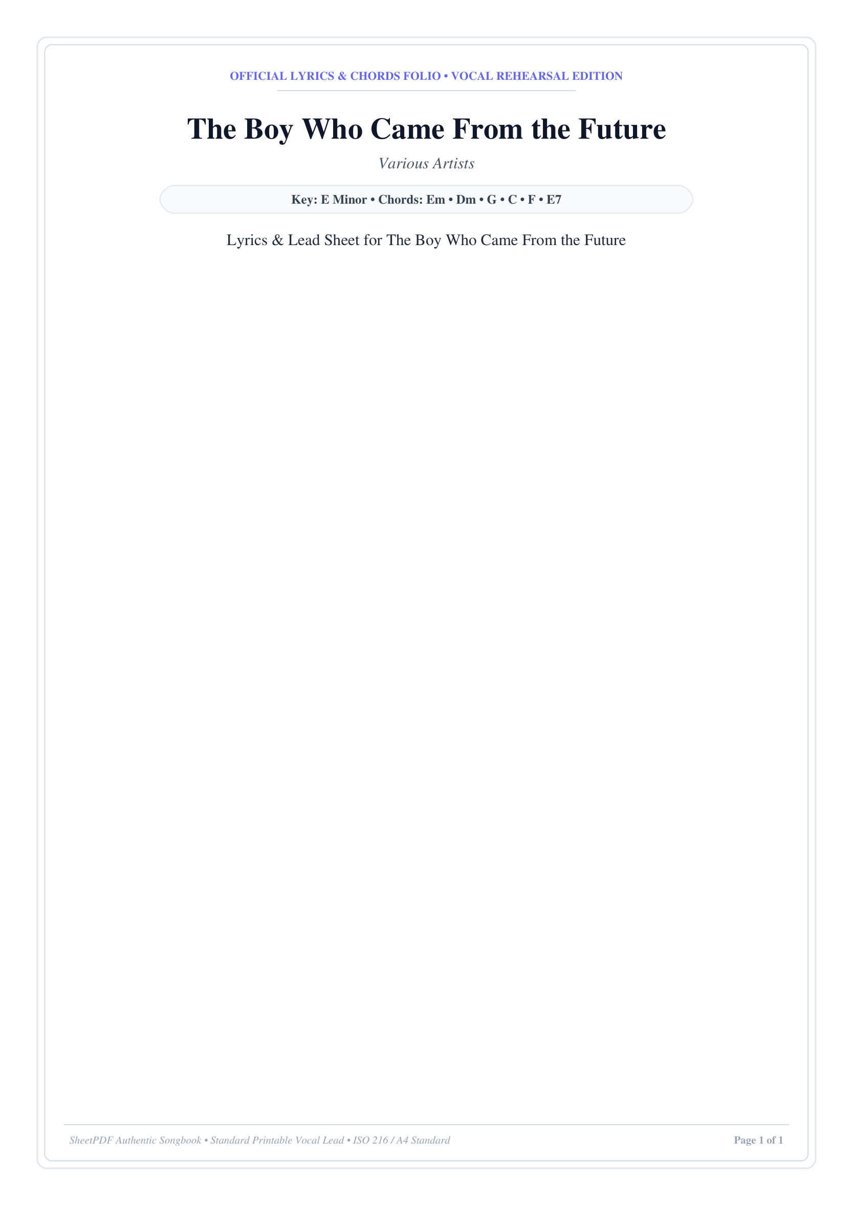 The Boy Who Came From the Future Piano Sheet Music Page 1 Free PDF