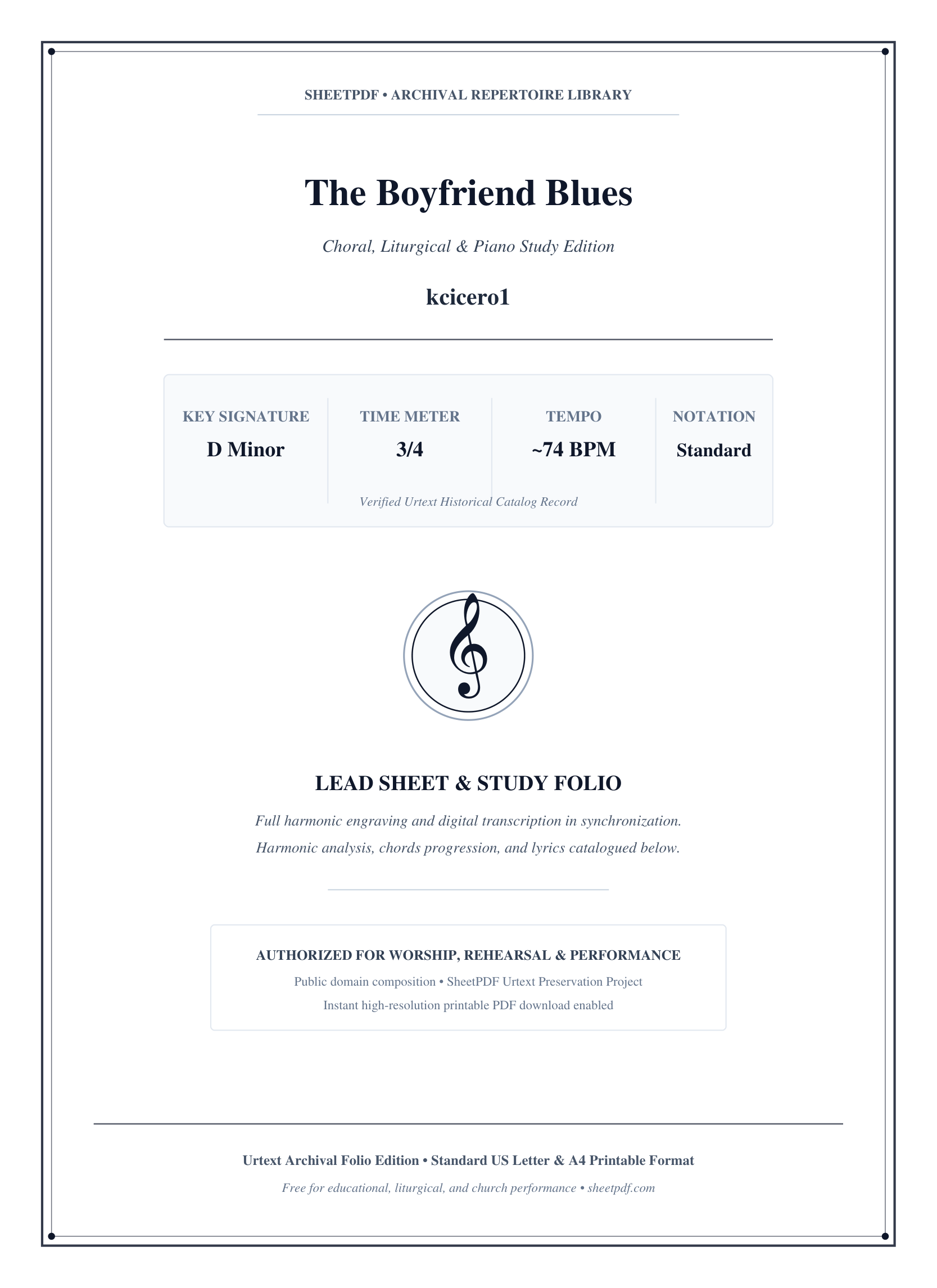The Boyfriend Blues Lyrics & Chords Folio