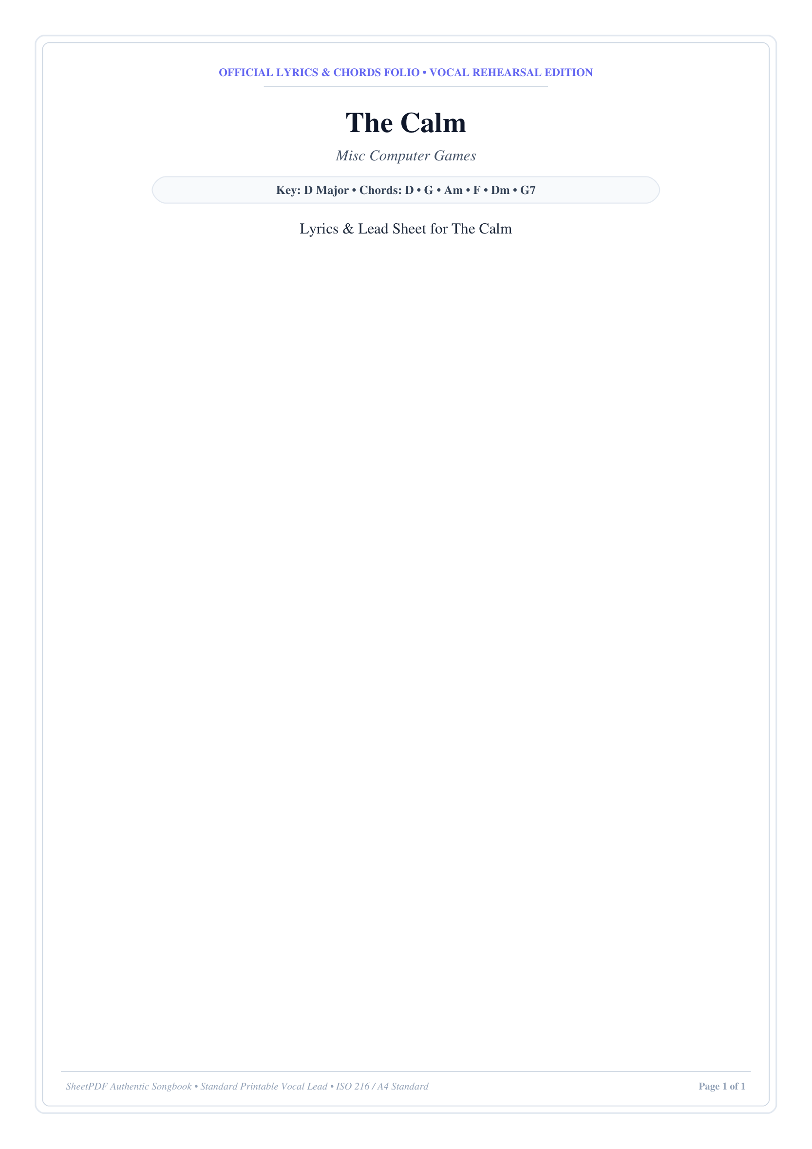 The Calm Piano Sheet Music Page 1 Free PDF