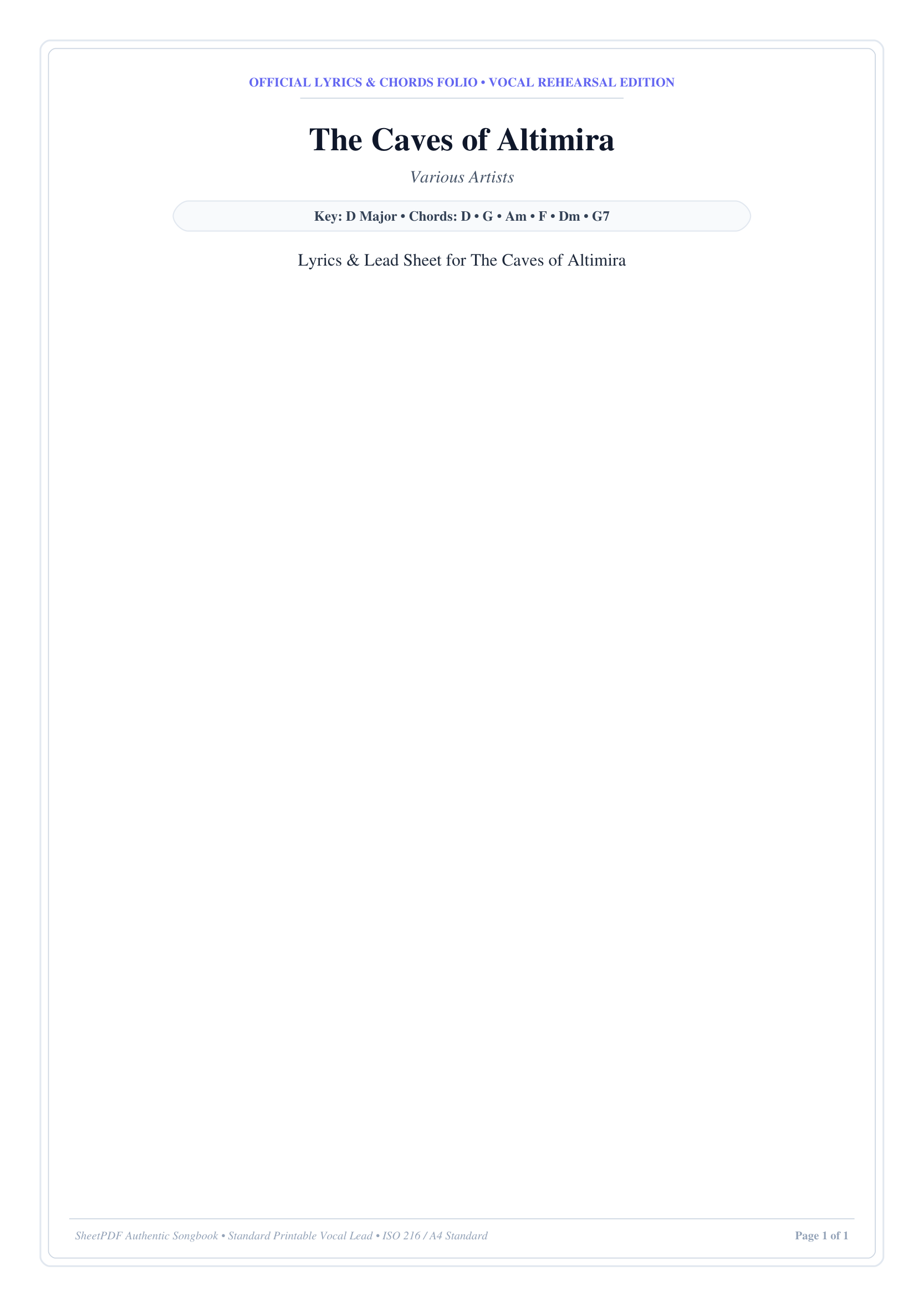The Caves of Altimira Piano Sheet Music Page 1 Free PDF
